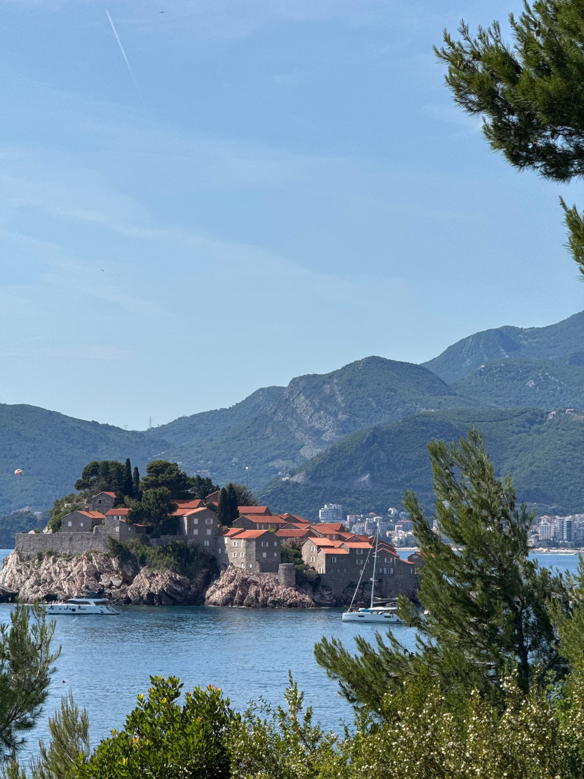 Tourist documents visit to Montenegro's Sveti Stefan island village