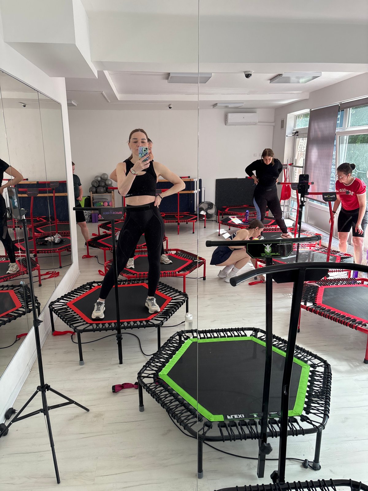 Woman documents morning workout and town scenes in Sinyavino