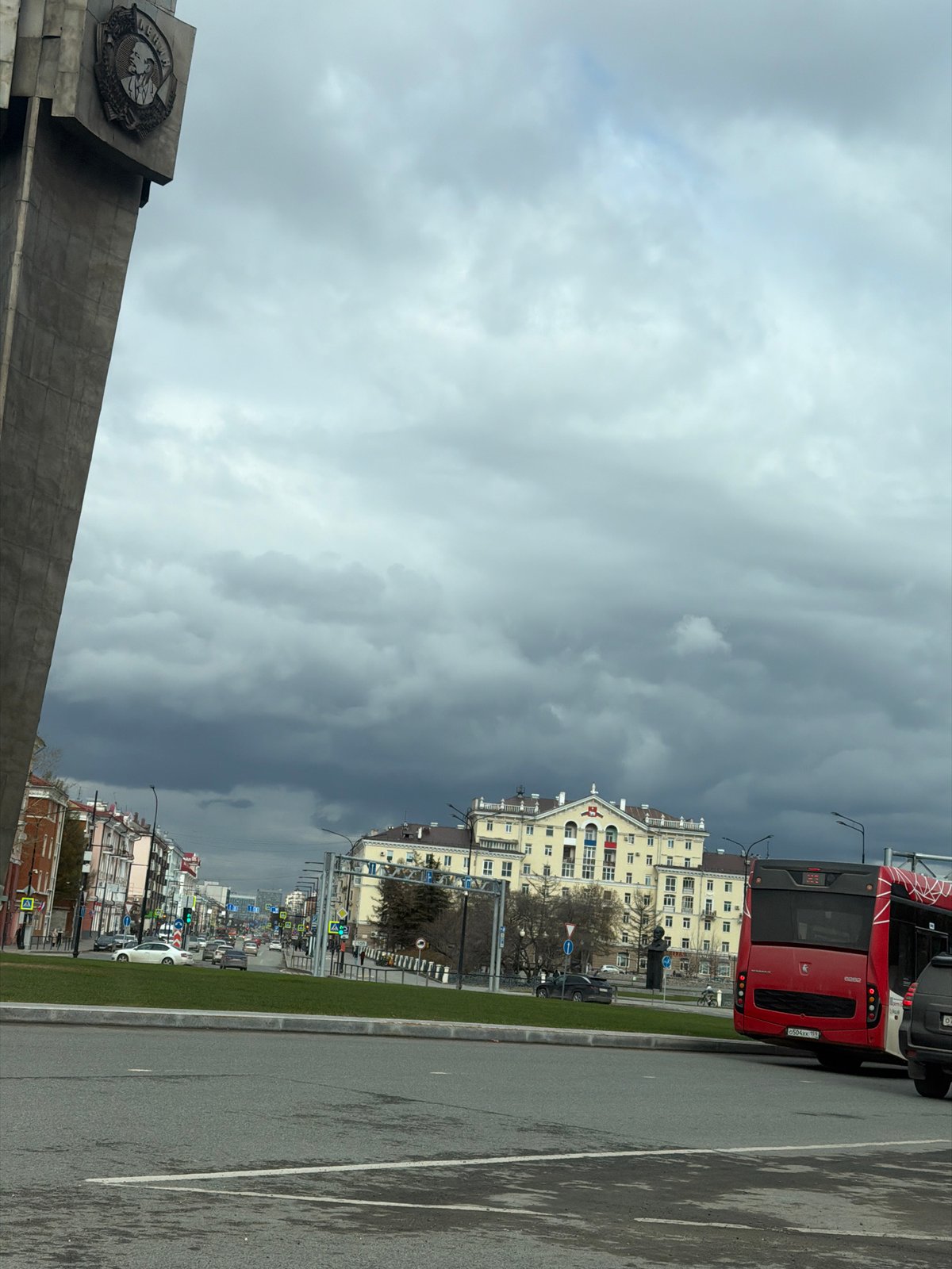 Street scenes documented in Perm, Russia during cloudy weather