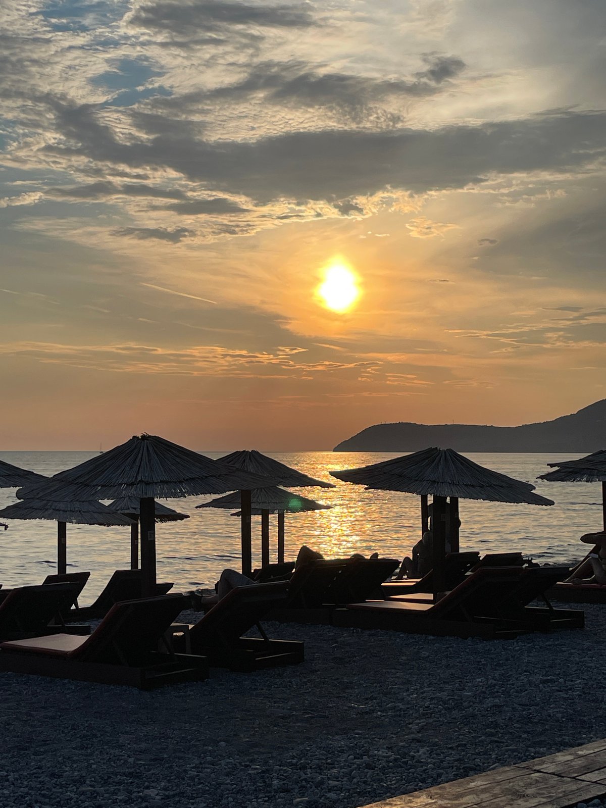 Golden hour on the Adriatic coast in Bar, Montenegro