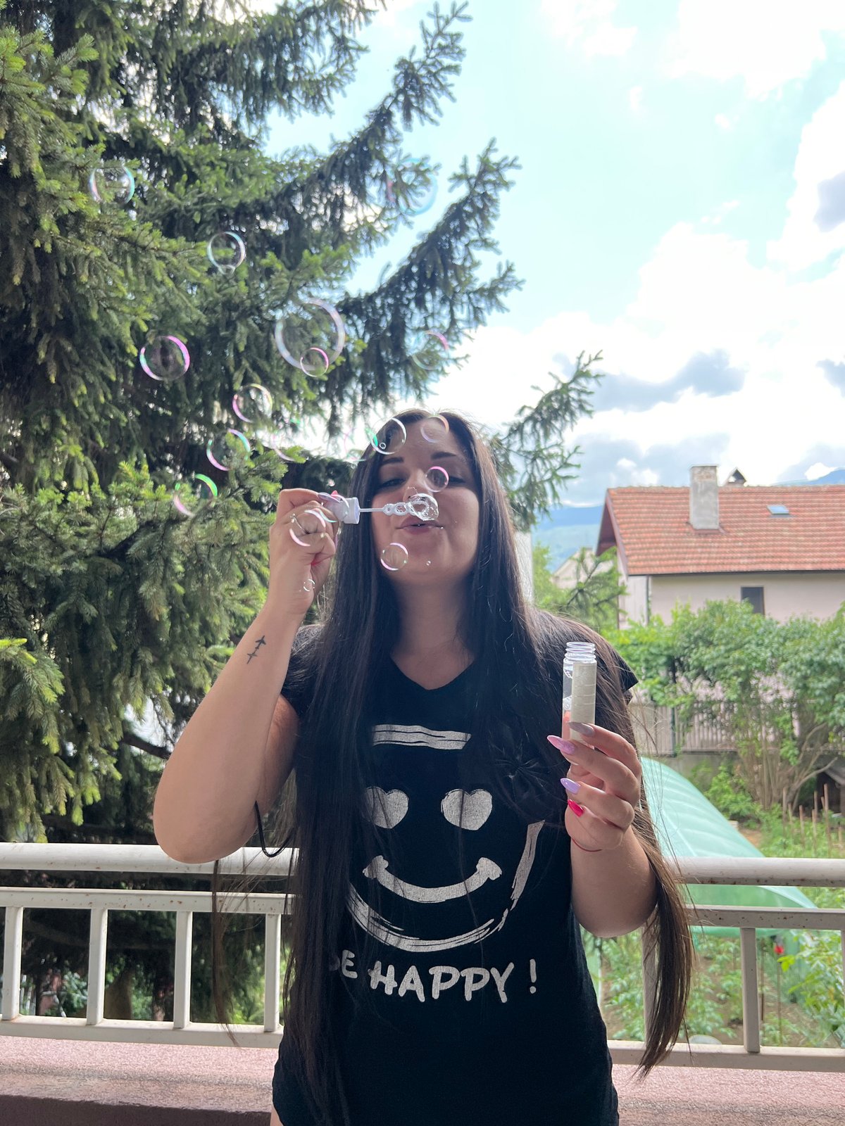 Quiet morning at home in Sofia — bubbles, snacks, balcony views