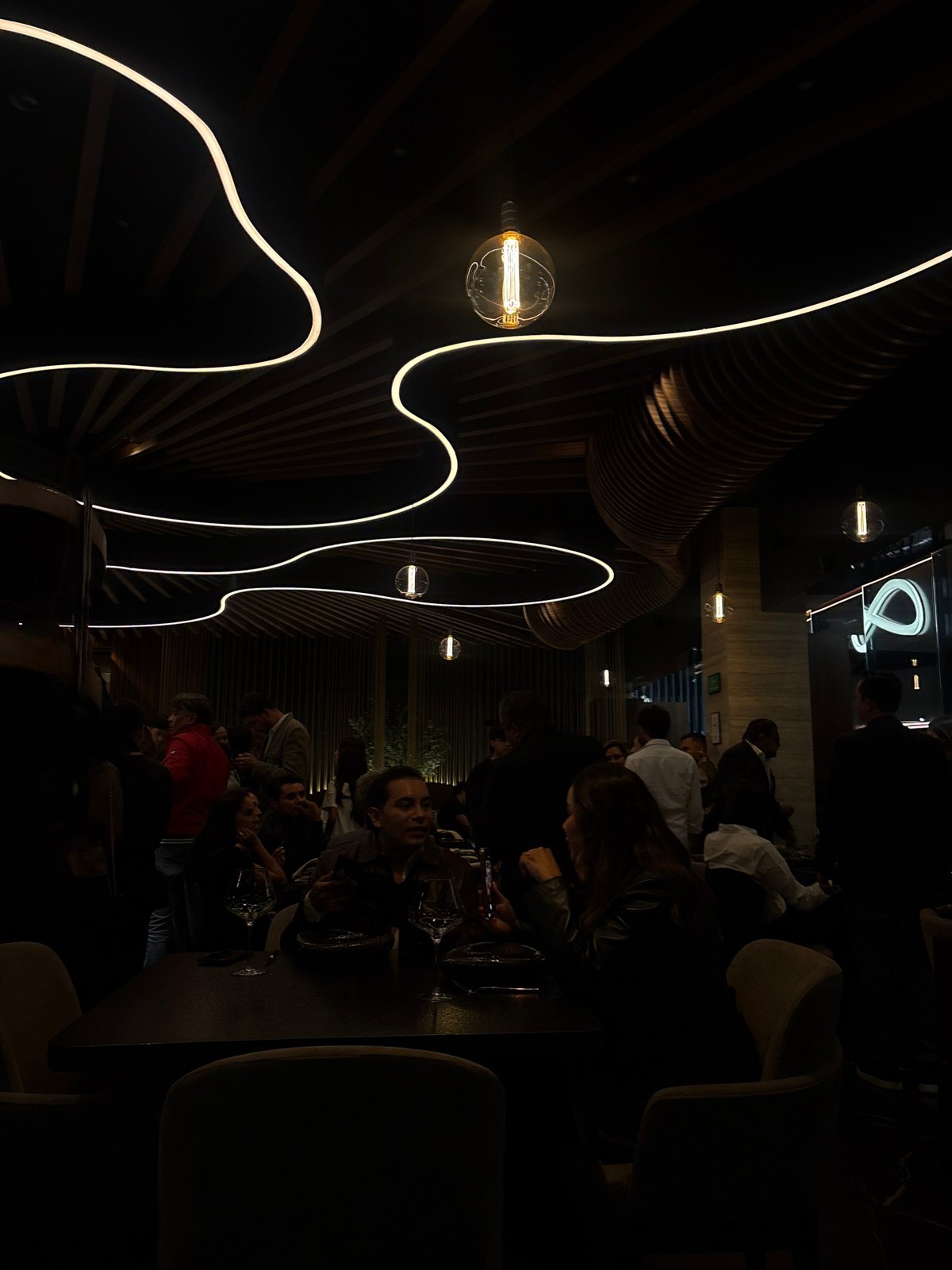 Late night dining scene captured at Mexican restaurant