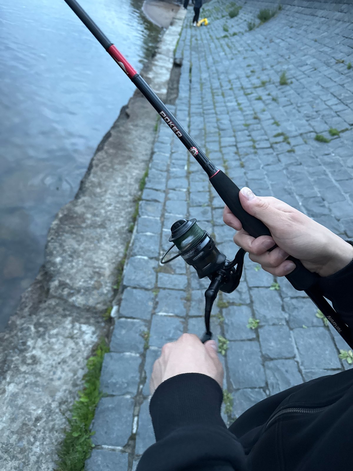 Evening fishing session on Saint Petersburg embankment