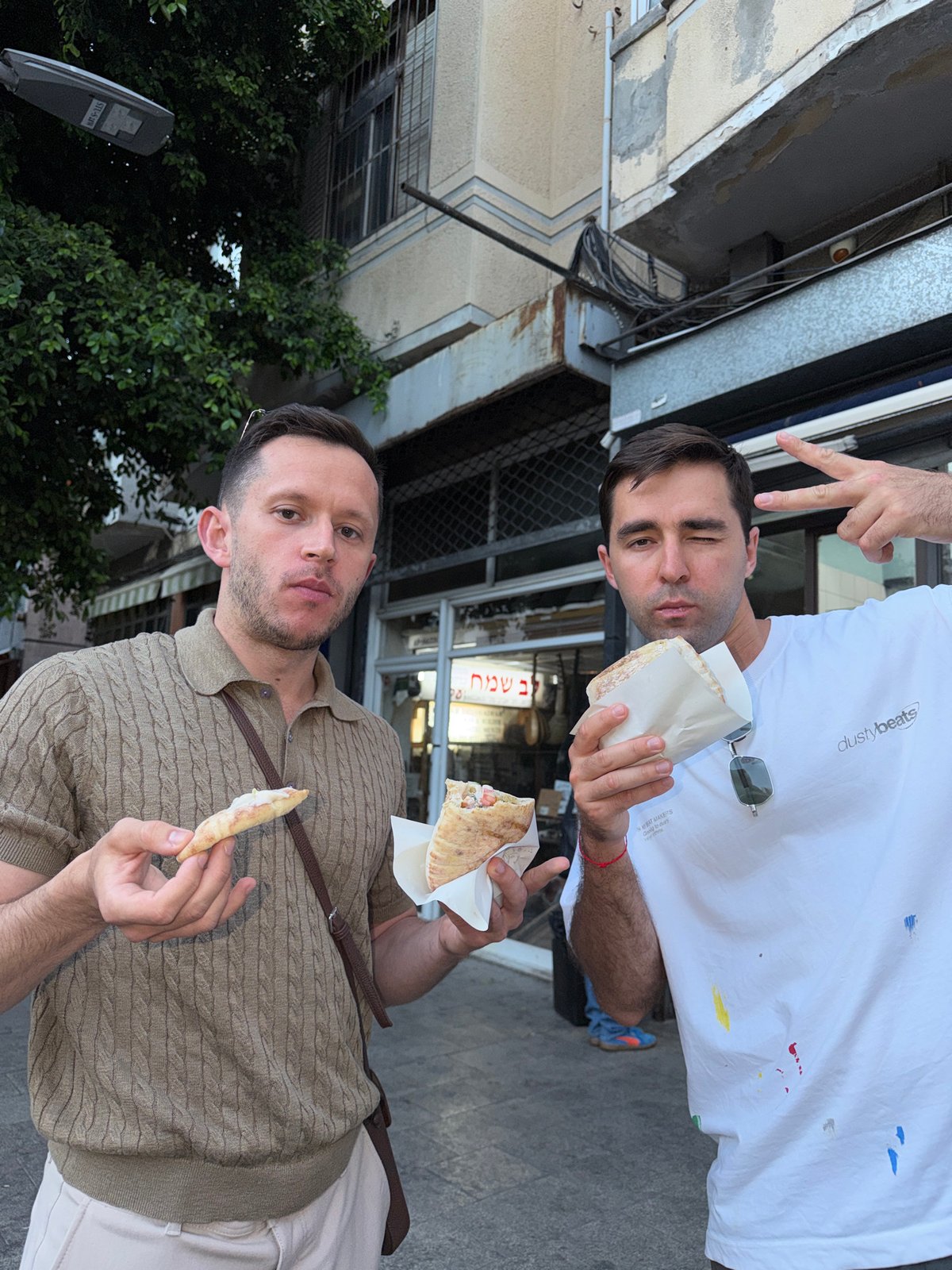 People gather at Tel-Aviv food establishment Thursday afternoon