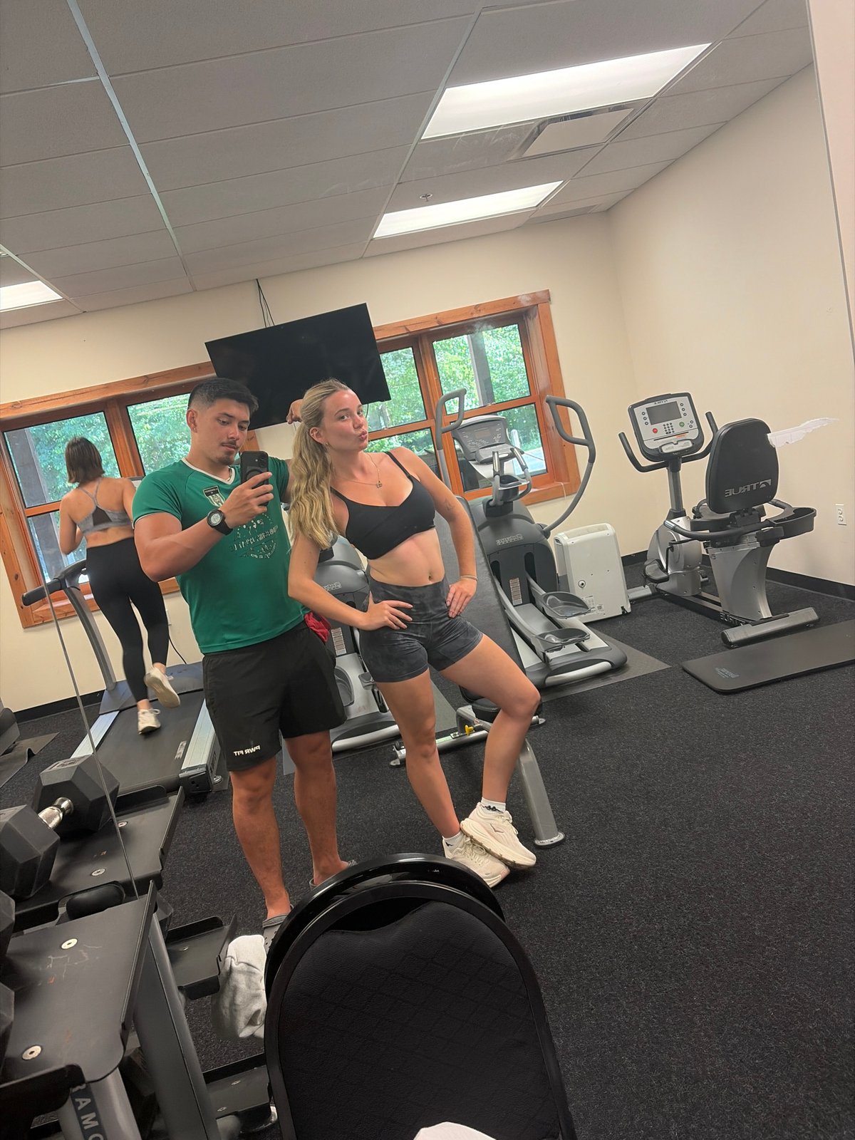 Gym session with selfies and phone breaks in Washington Township