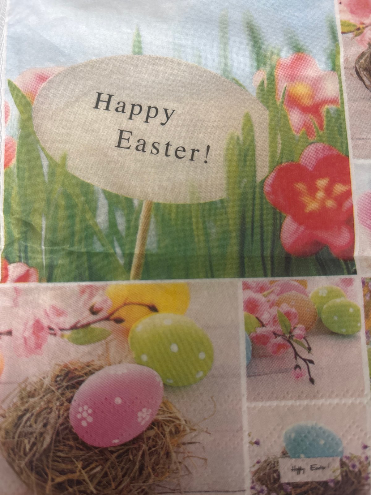 Easter napkin spotted in Silistra, Bulgaria