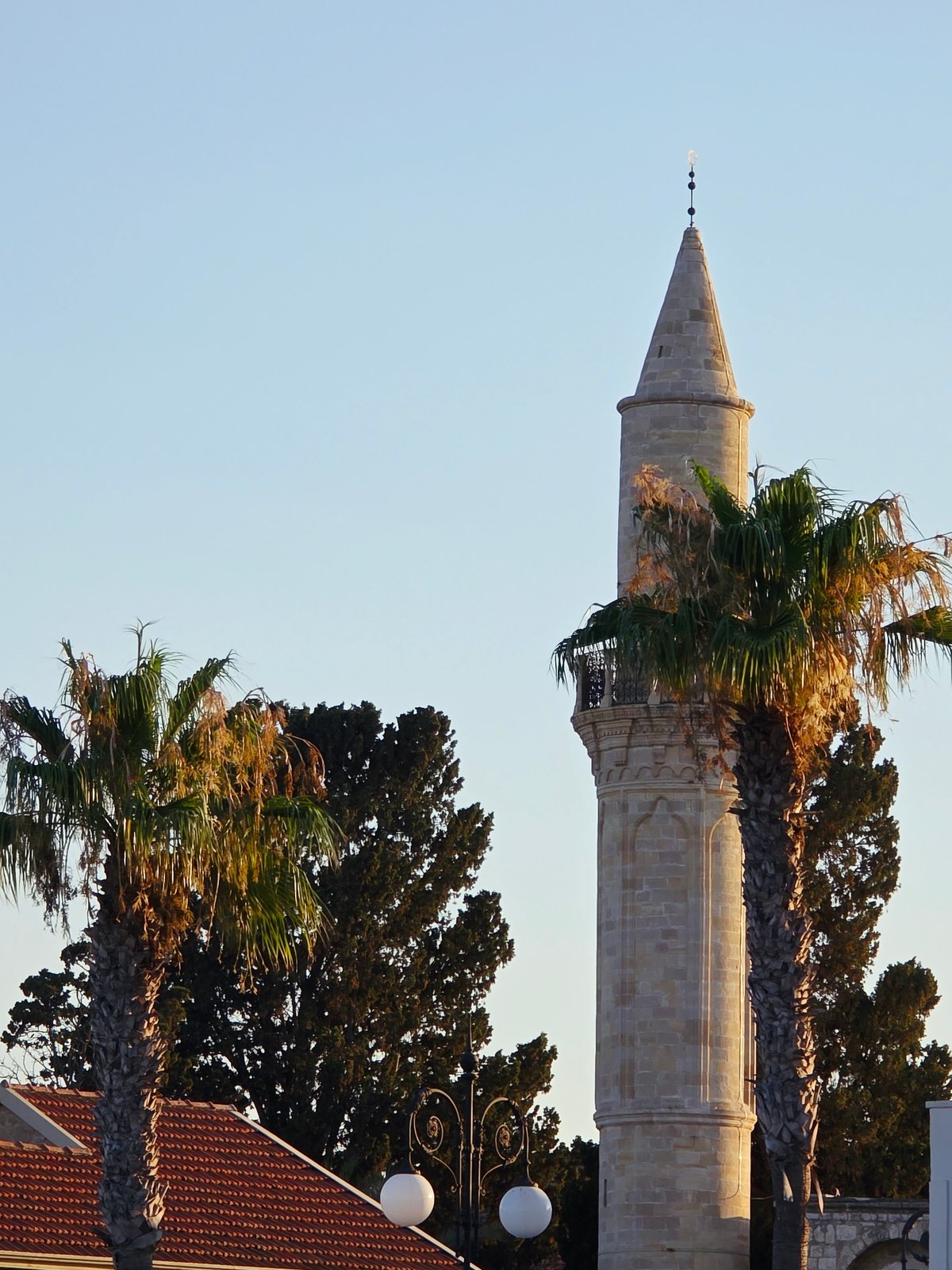 Old town landmarks and coastline in Larnaca, Cyprus