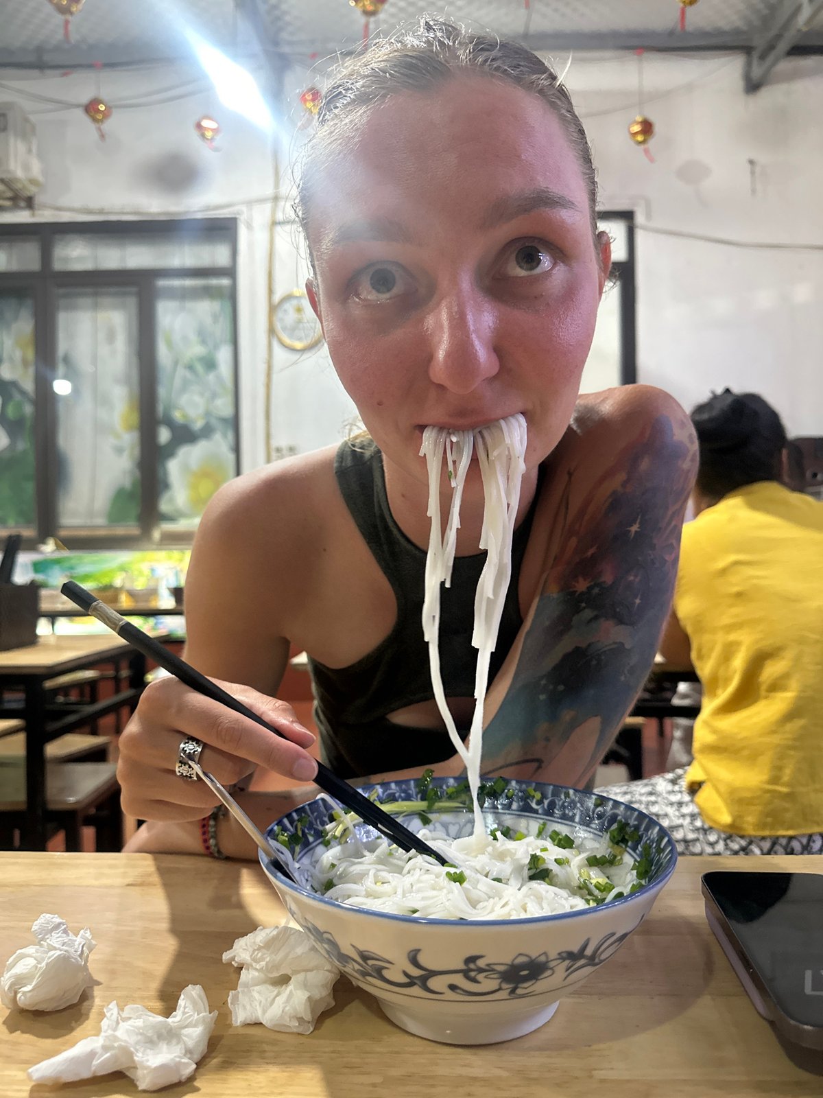 Foreign tourists dine at Vietnamese restaurants in Trung Tam Ward