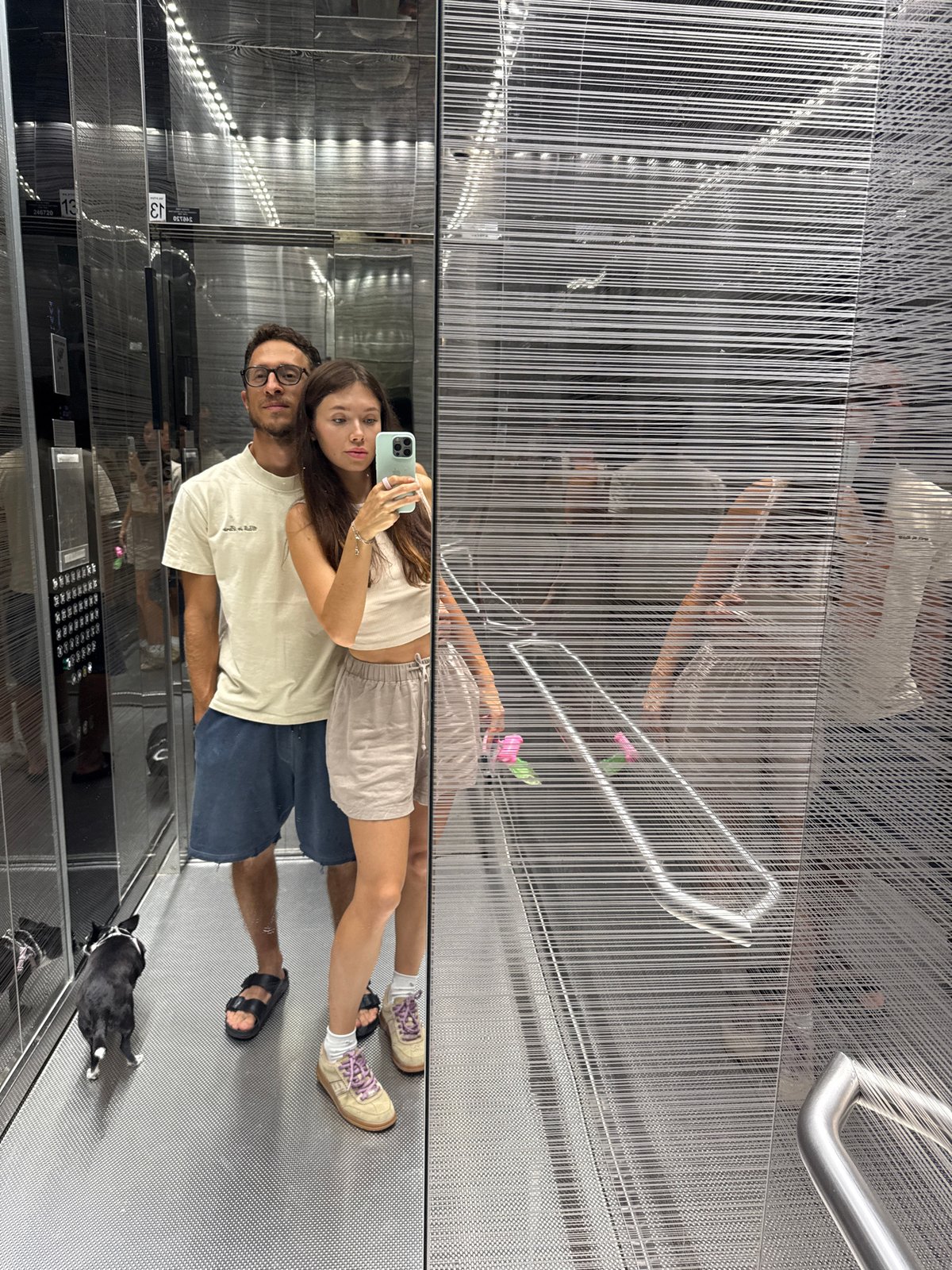 Mirror selfie moment inside a Tel Aviv elevator