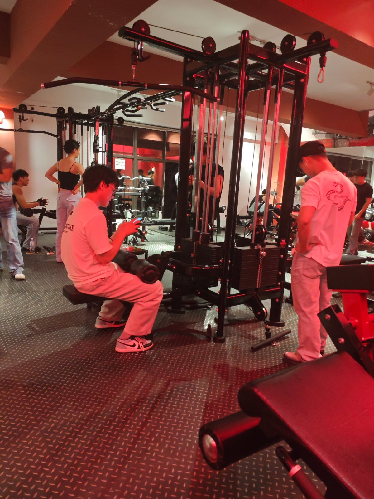 Gym Activity Under Red Lighting Documented in Chongqing High-tech Zone