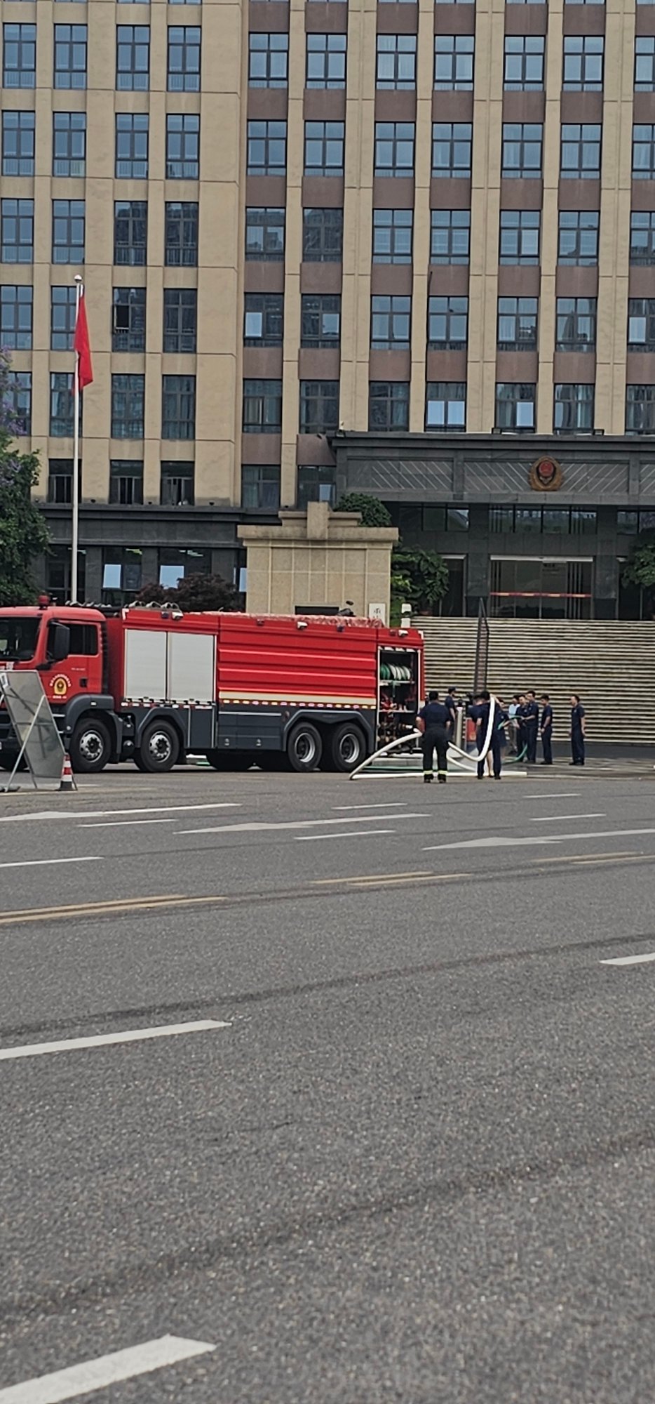 Fire department operation underway in Jiulongpo District, China