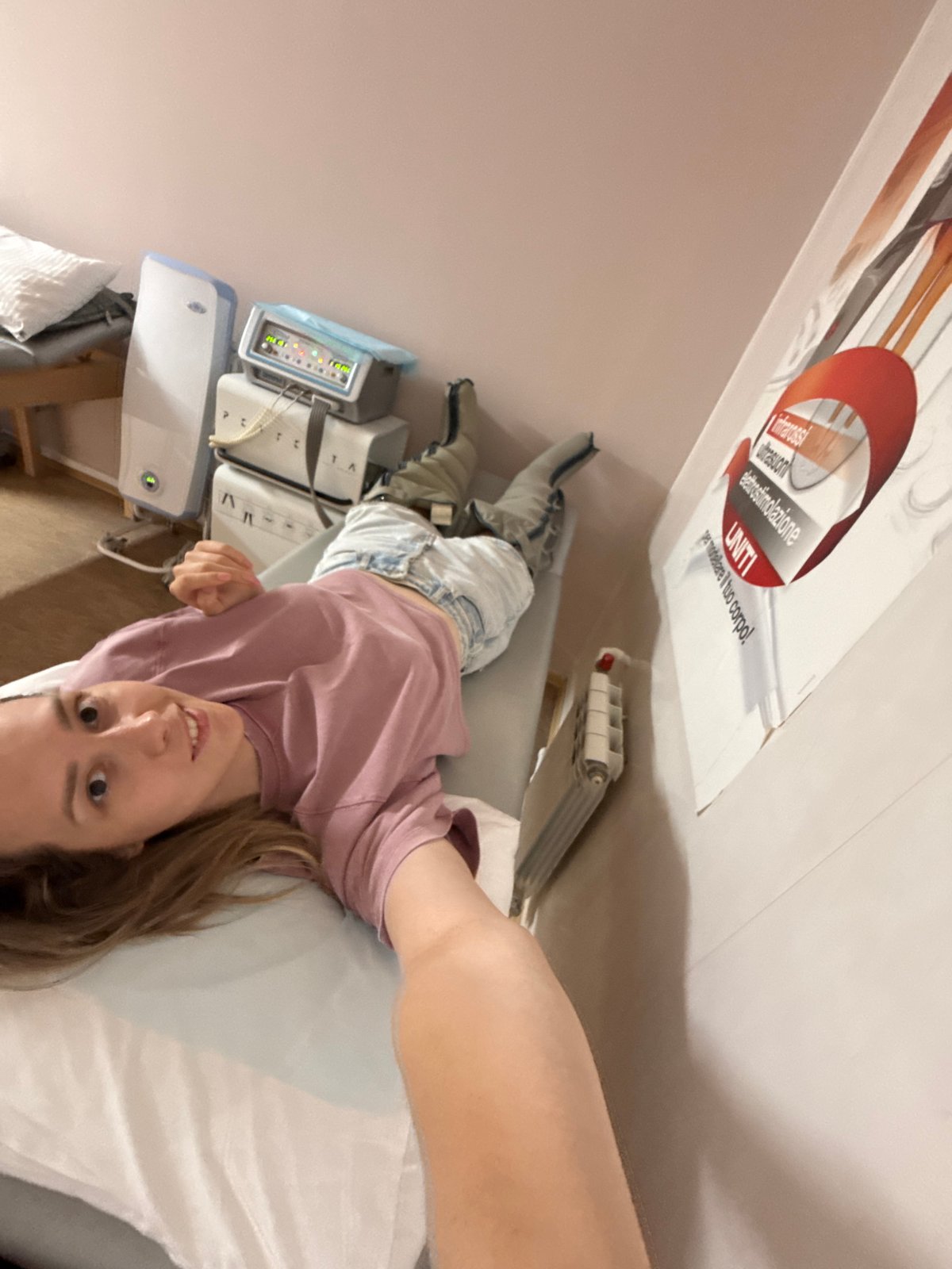 Woman receives compression therapy treatment in Nebug, Russia