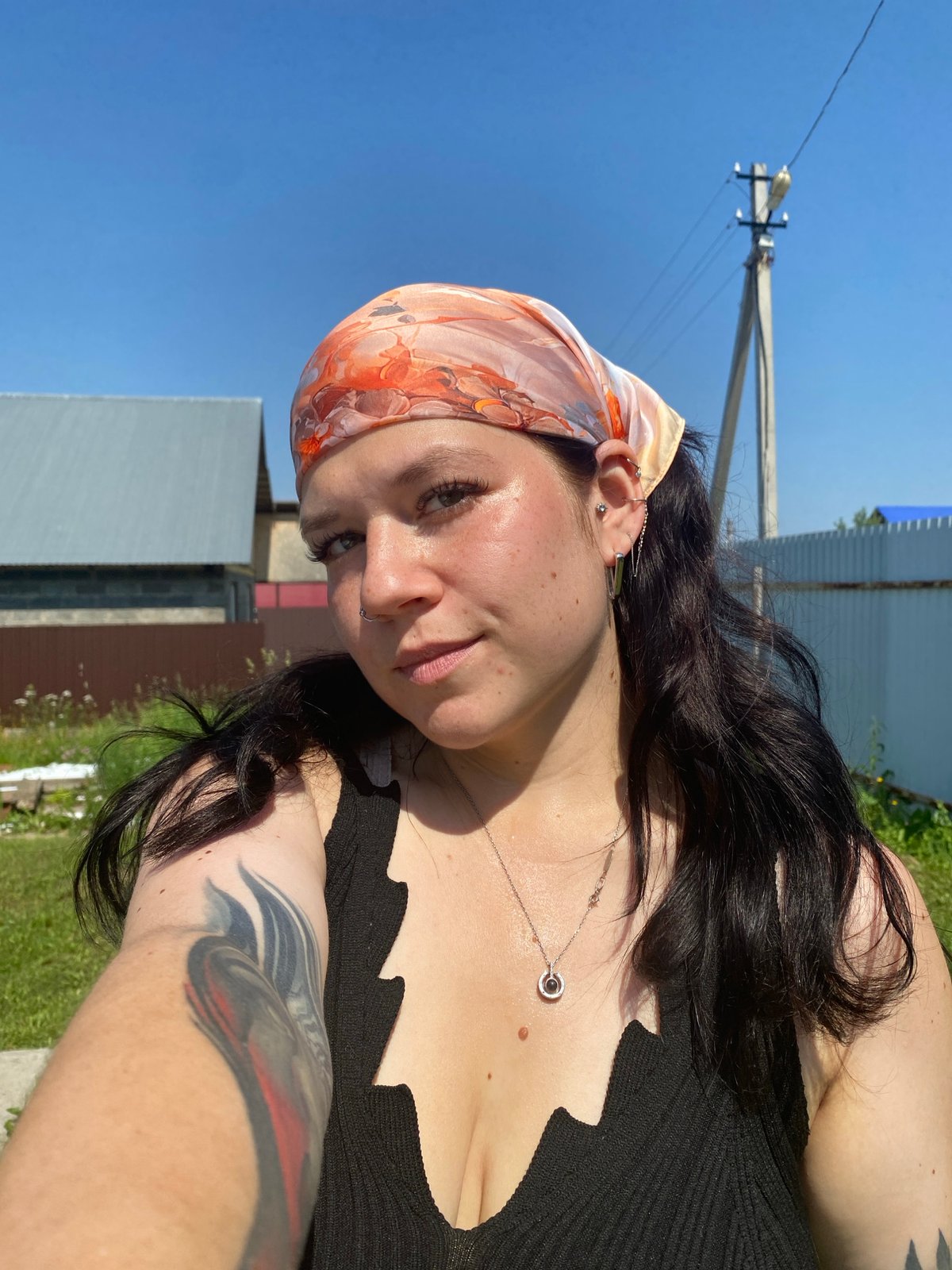 Sunny morning selfie session in Fokino, Russia