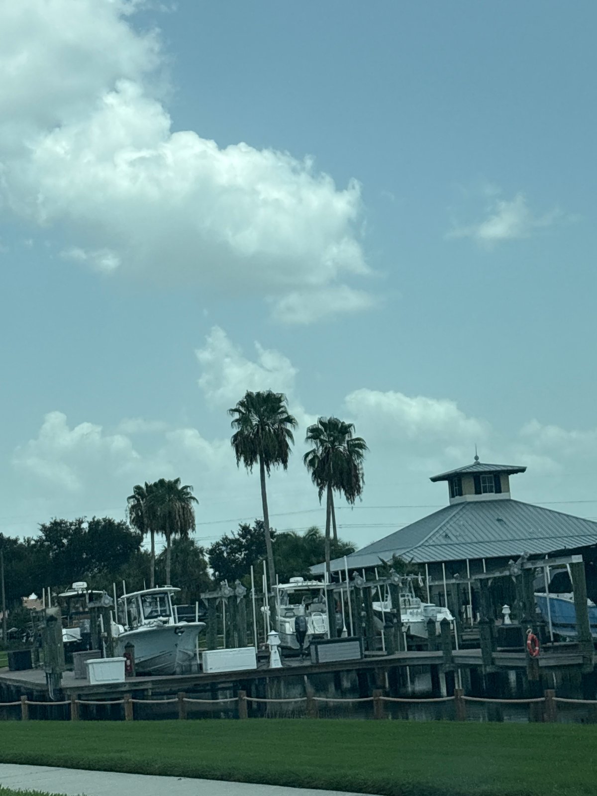 Bradenton marina and canal life on a cloudy summer afternoon