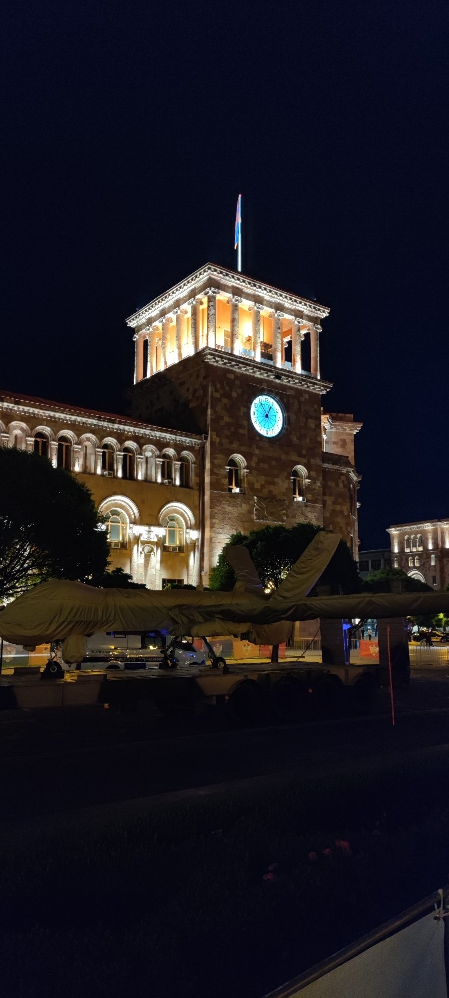 Military drone spotted near Yerevan State University at night