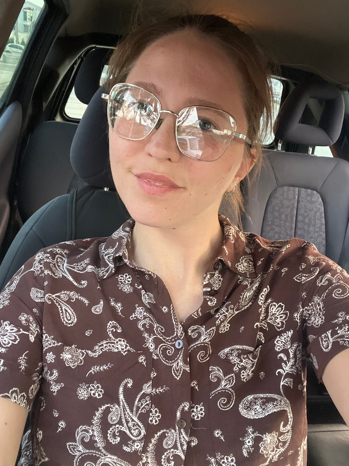 Person in patterned shirt observed in car, Podgorica