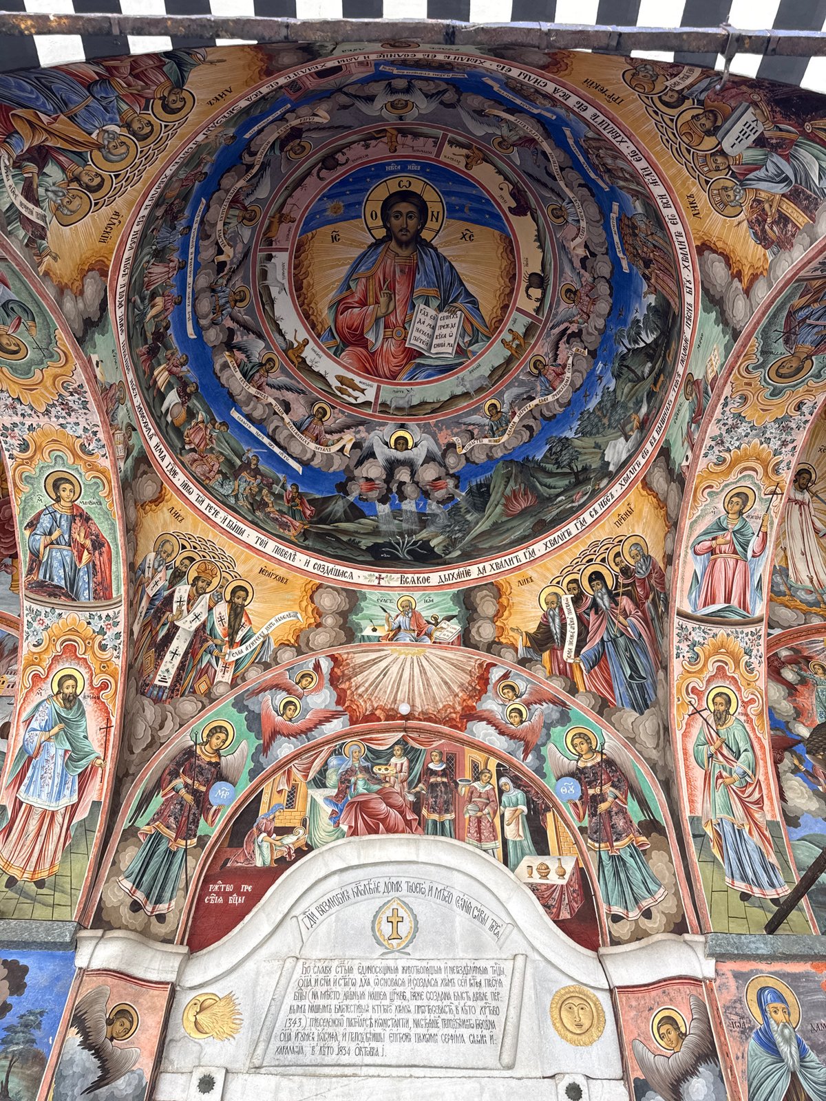 Tourists visit historic Rilski Manastir monastery in Bulgaria