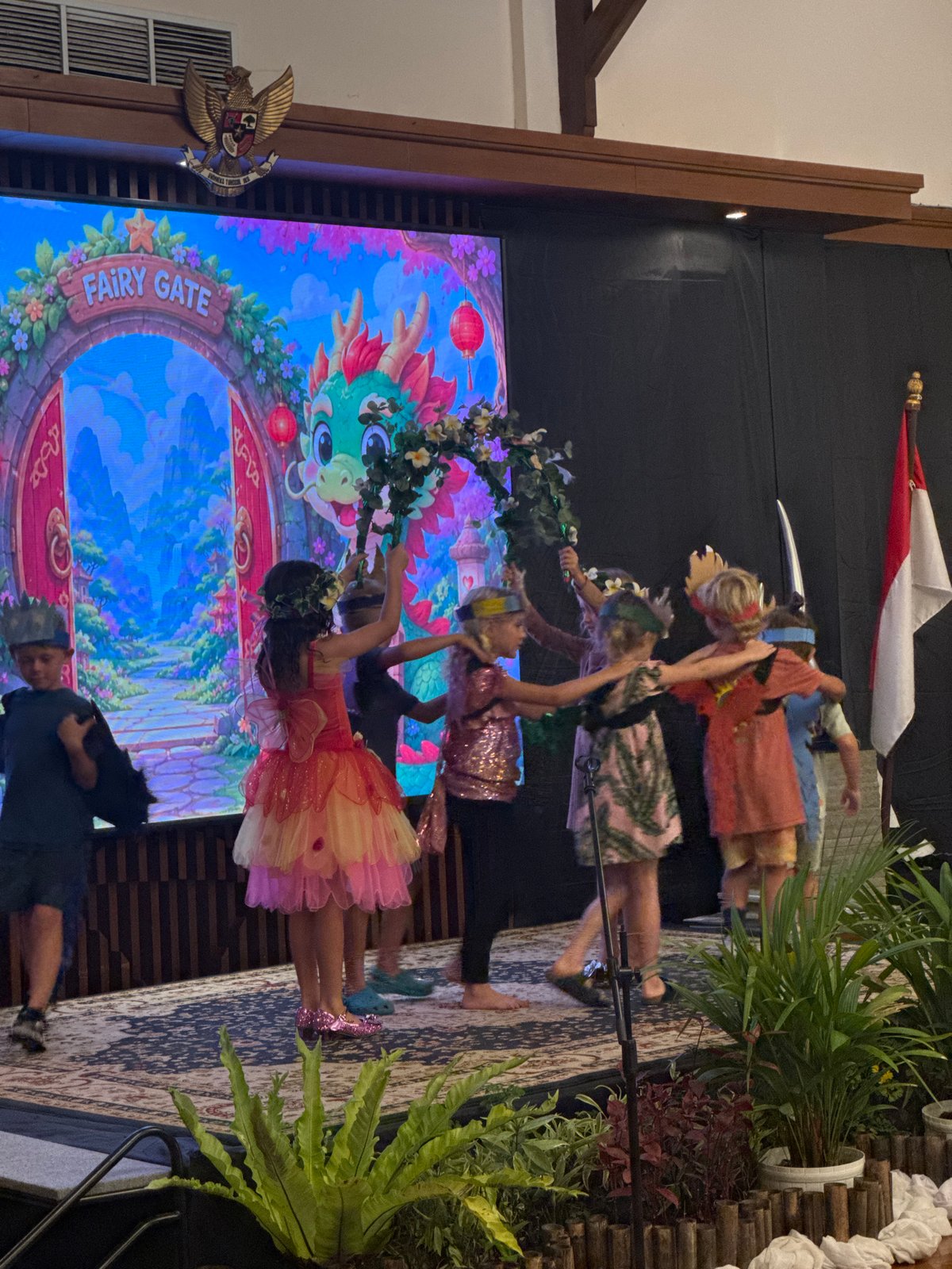Kids' stage performances at a Bali resort venue