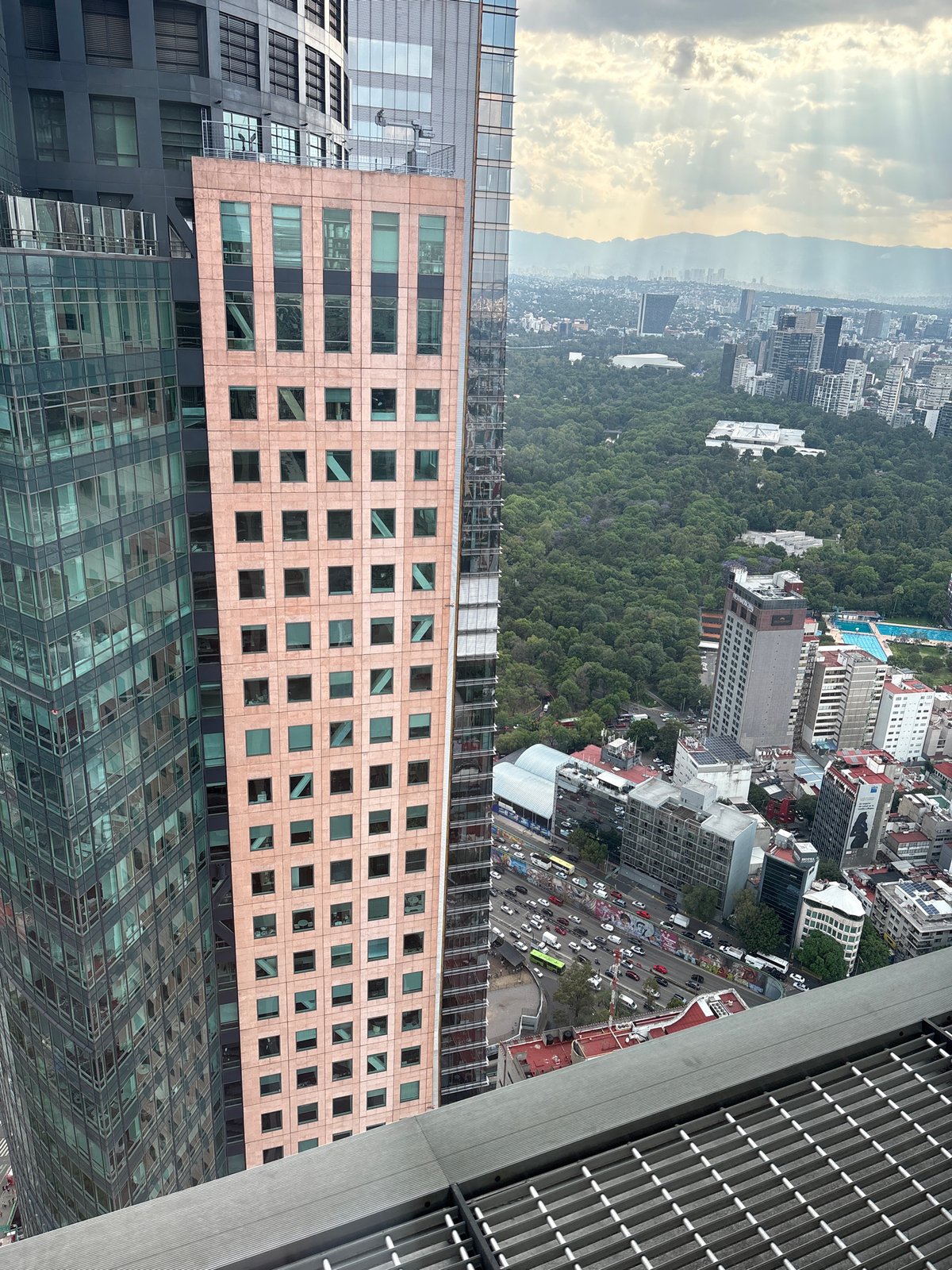 High-rise views of Mexico City captured with pizza photo