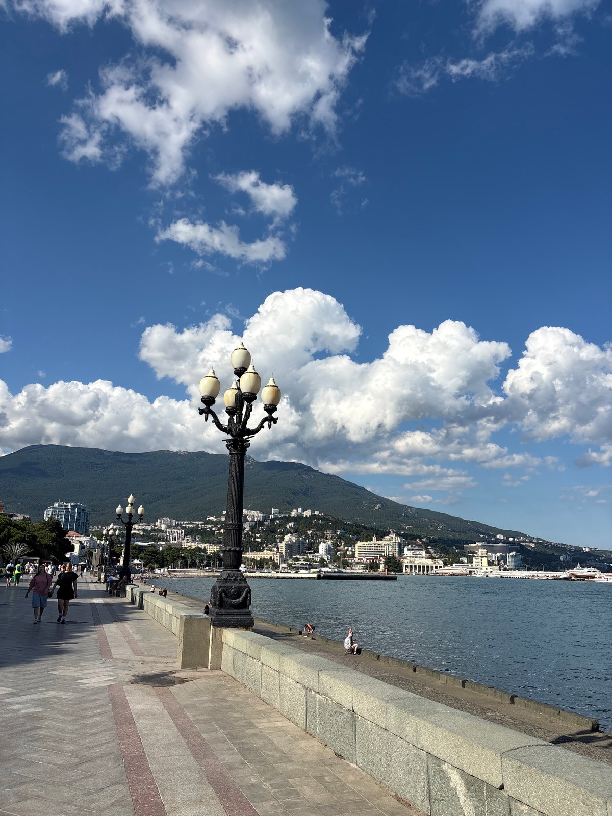 Yalta's seafront promenade on a clear summer afternoon
