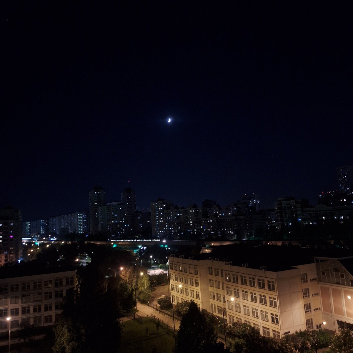 Moscow residential district observed during evening hours