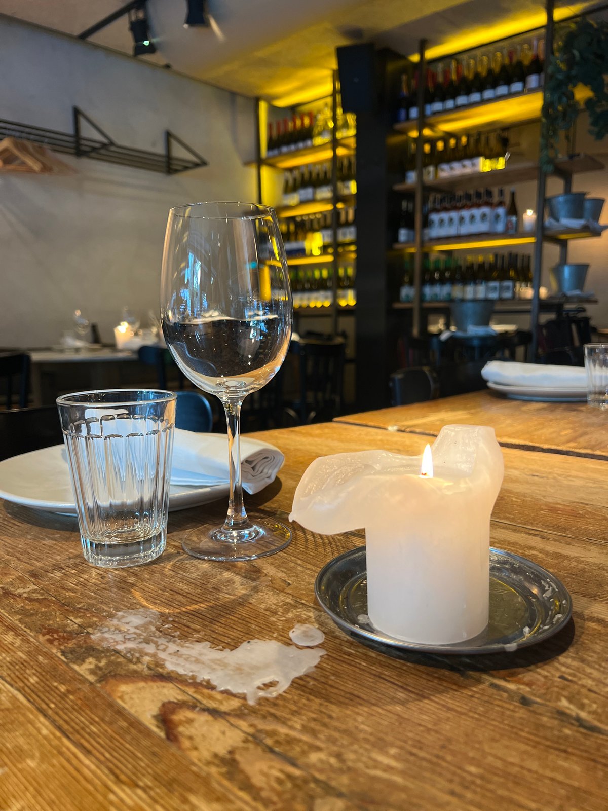 Candlelit dinner and Barcelona street architecture, one July evening