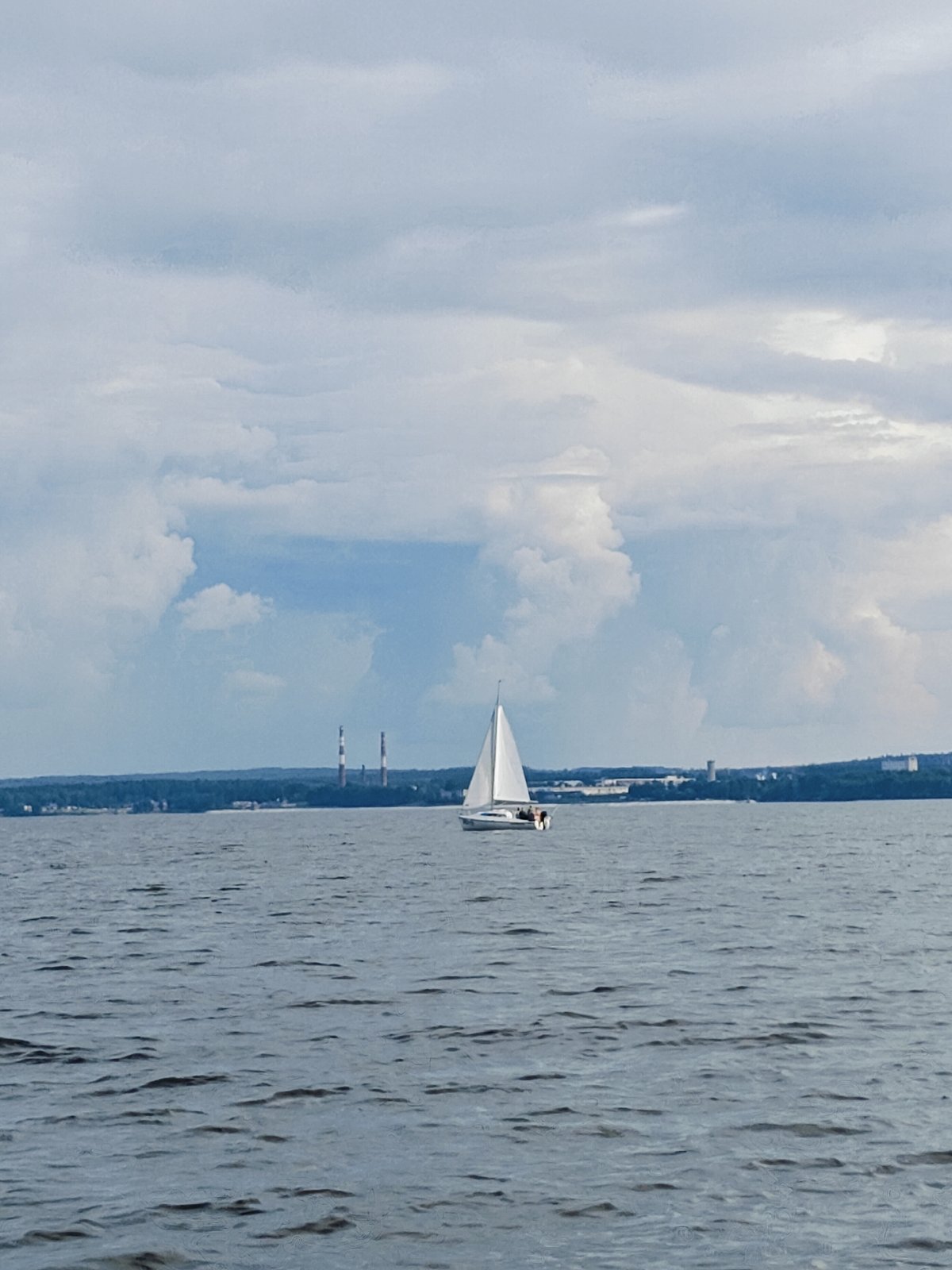 Afternoon sailing session on the water near Chaykovsky, Russia