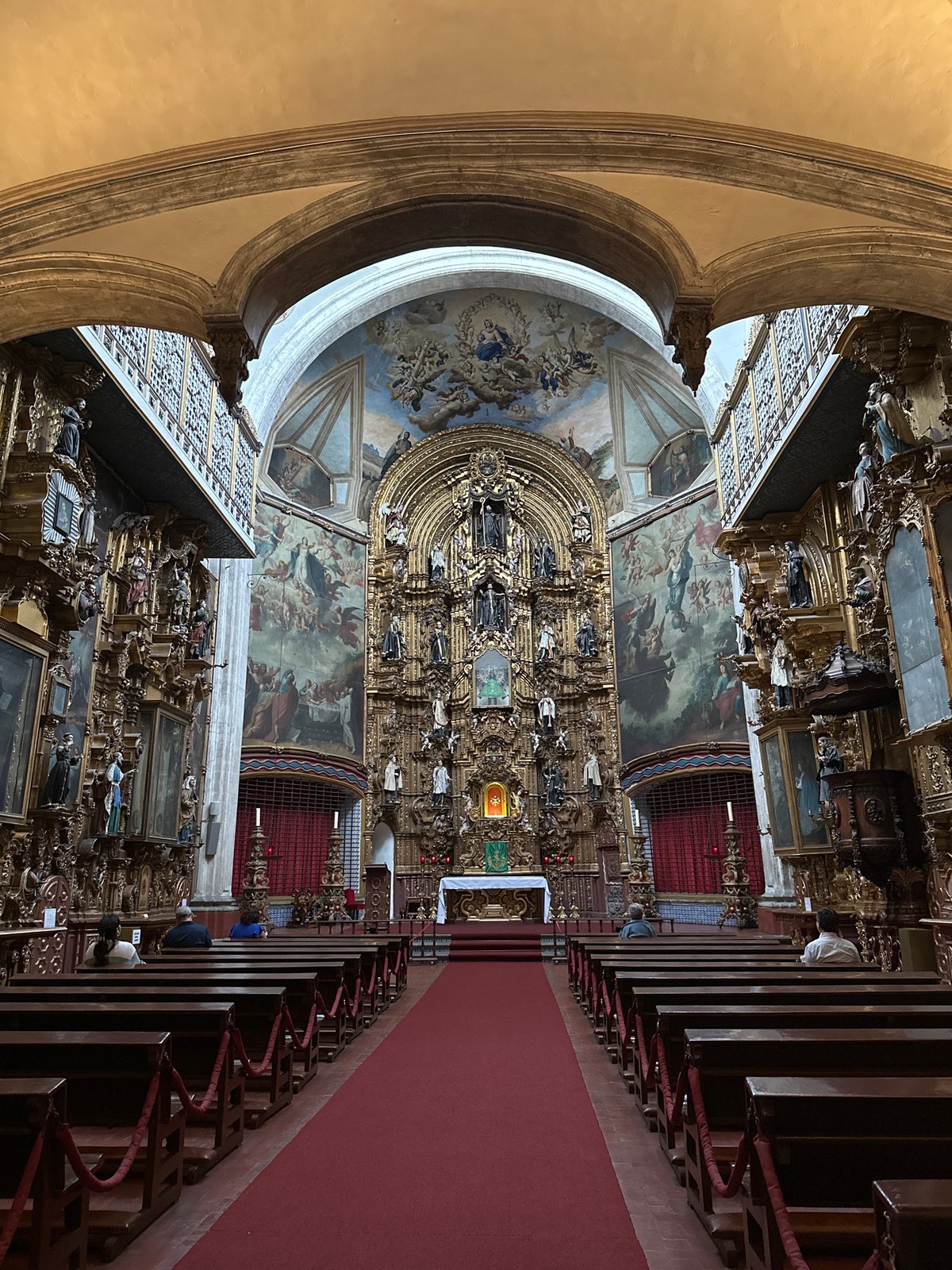 Church interior and art supplies documented in Mexico City