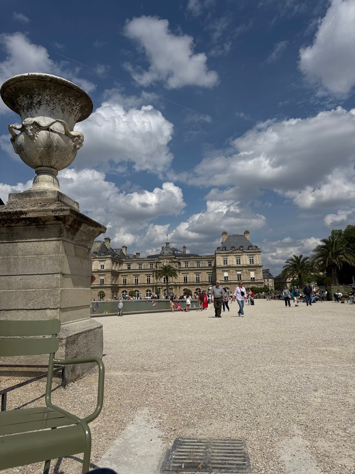Stone vase documented at Luxembourg Gardens in Paris