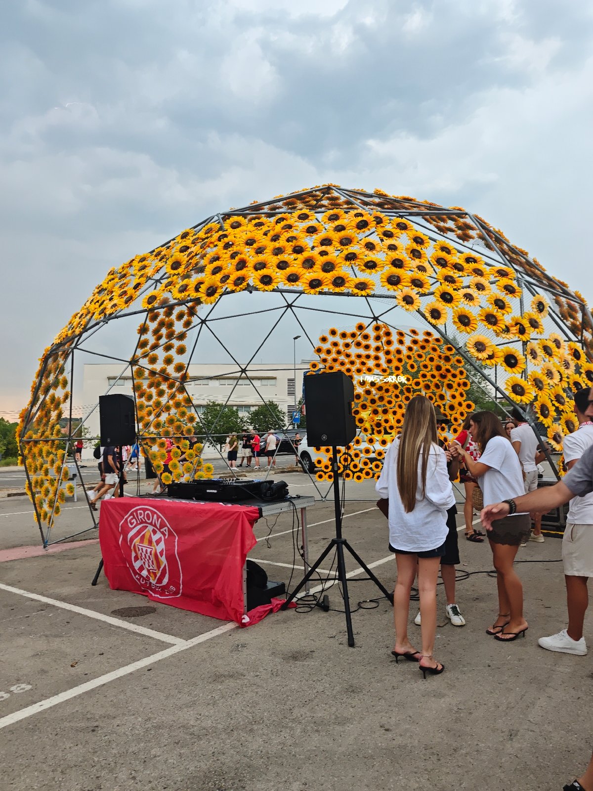 Match day crowds gather outside Girona FC's Montilivi stadium