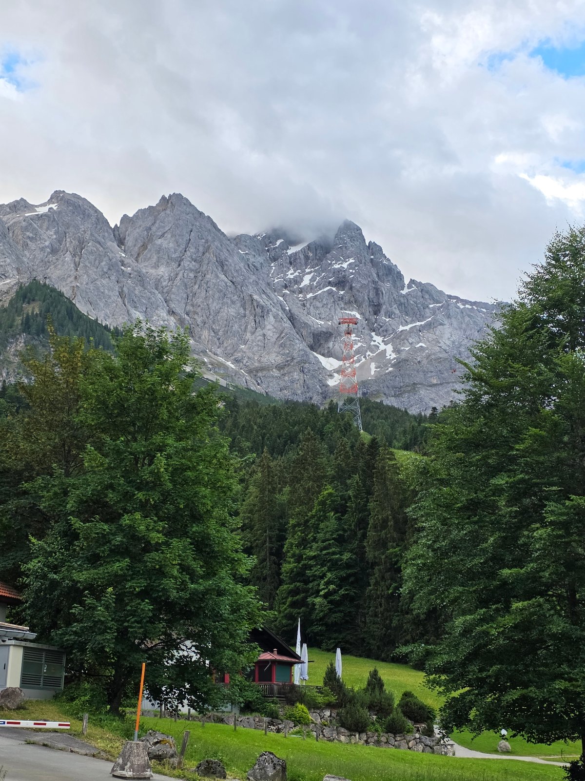 Zugspitze mountain views from Grainau with cable car infrastructure
