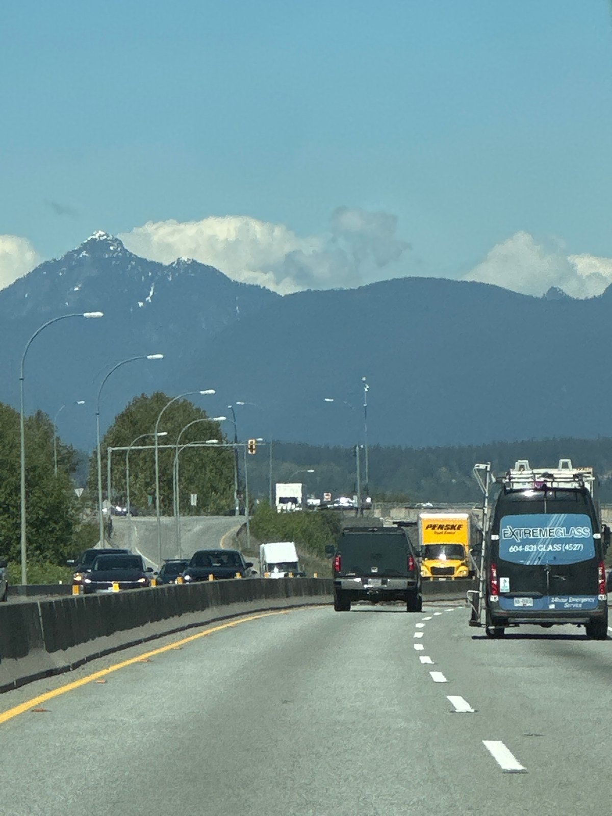 Highway scene documented in Surrey with mountain backdrop