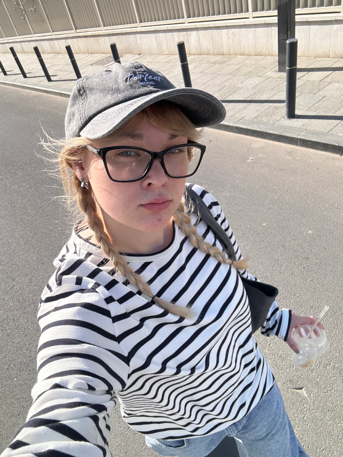 Selfie on a Belgrade street with trams and classic architecture