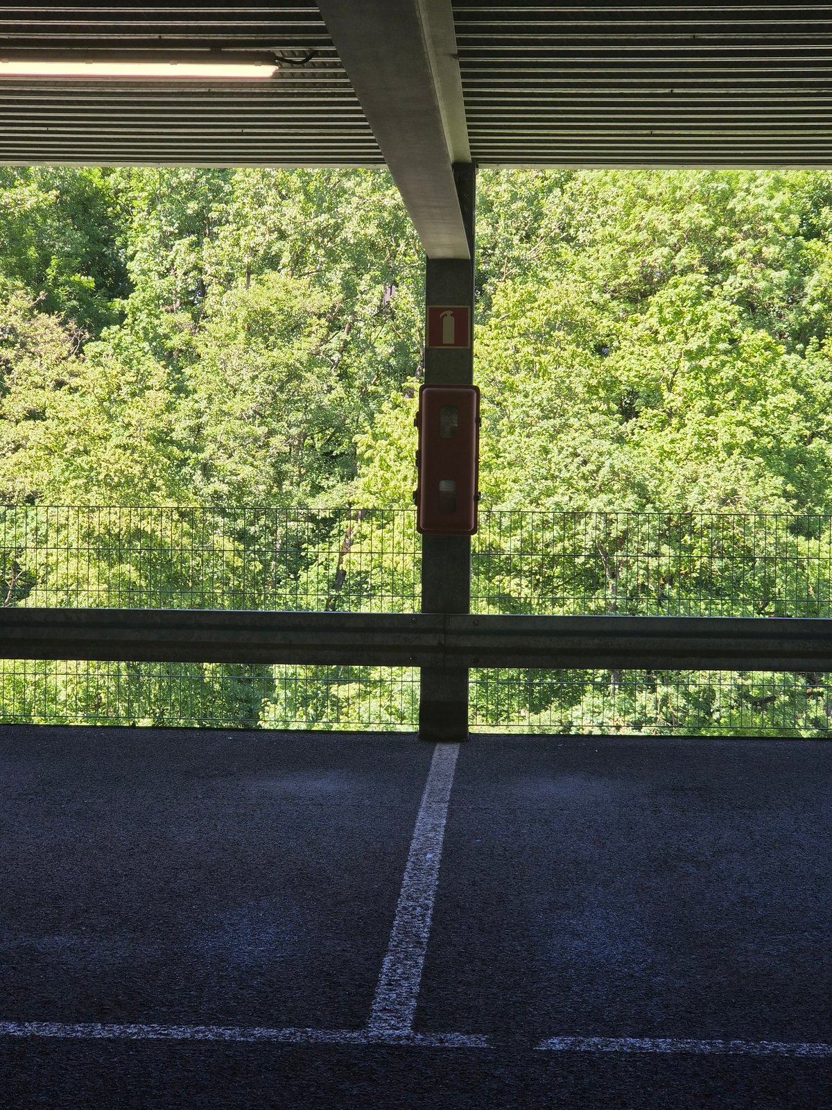Parking garage interior documented in Leudelange, Luxembourg