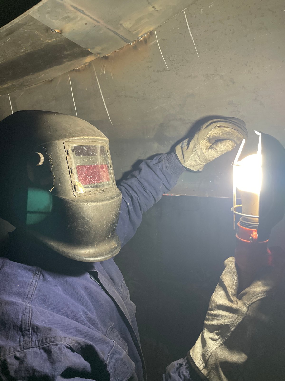 Early morning welding work observed in Zaljevo, Montenegro