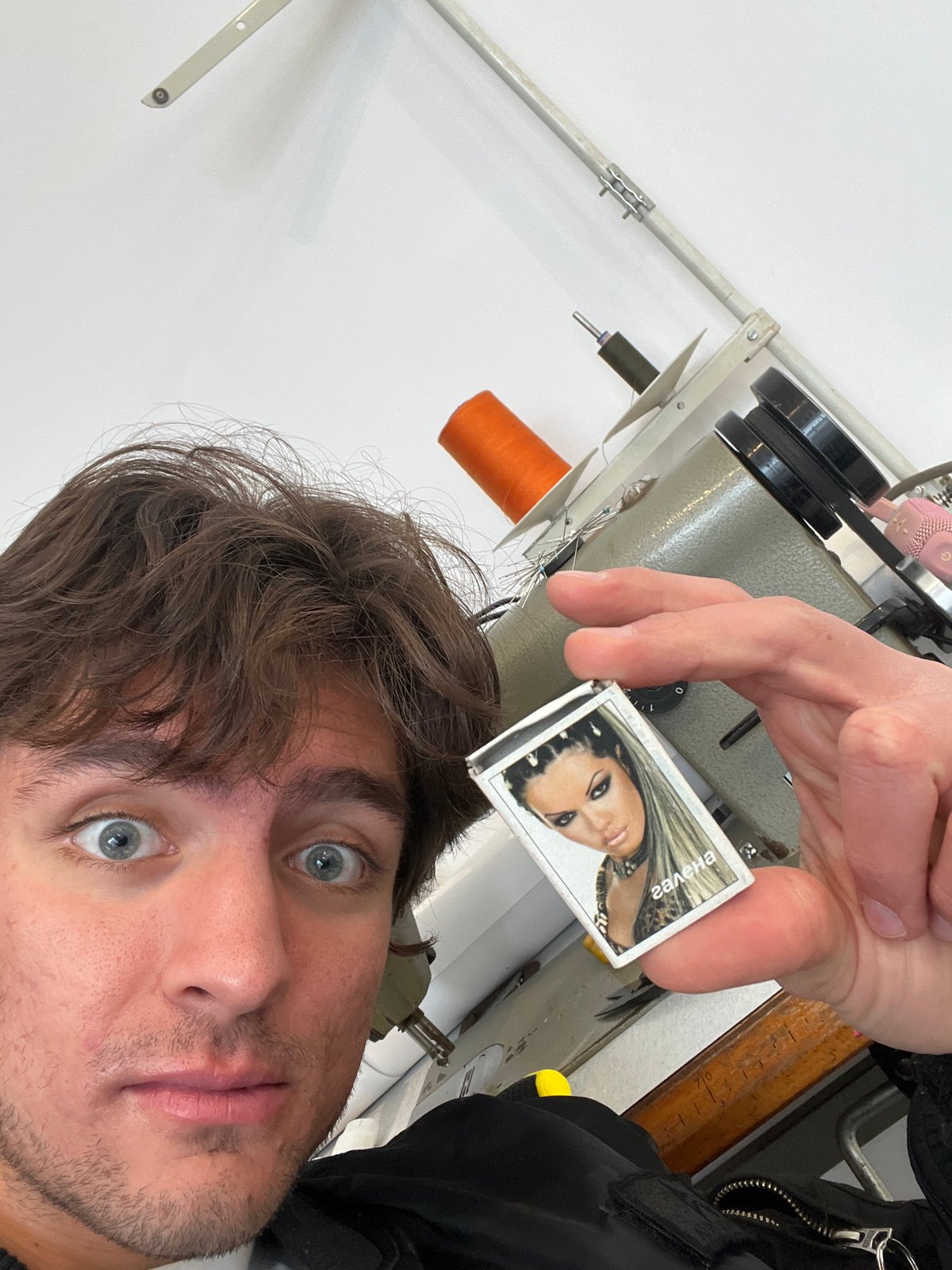 Man discovers small portrait card in Sofia craft area