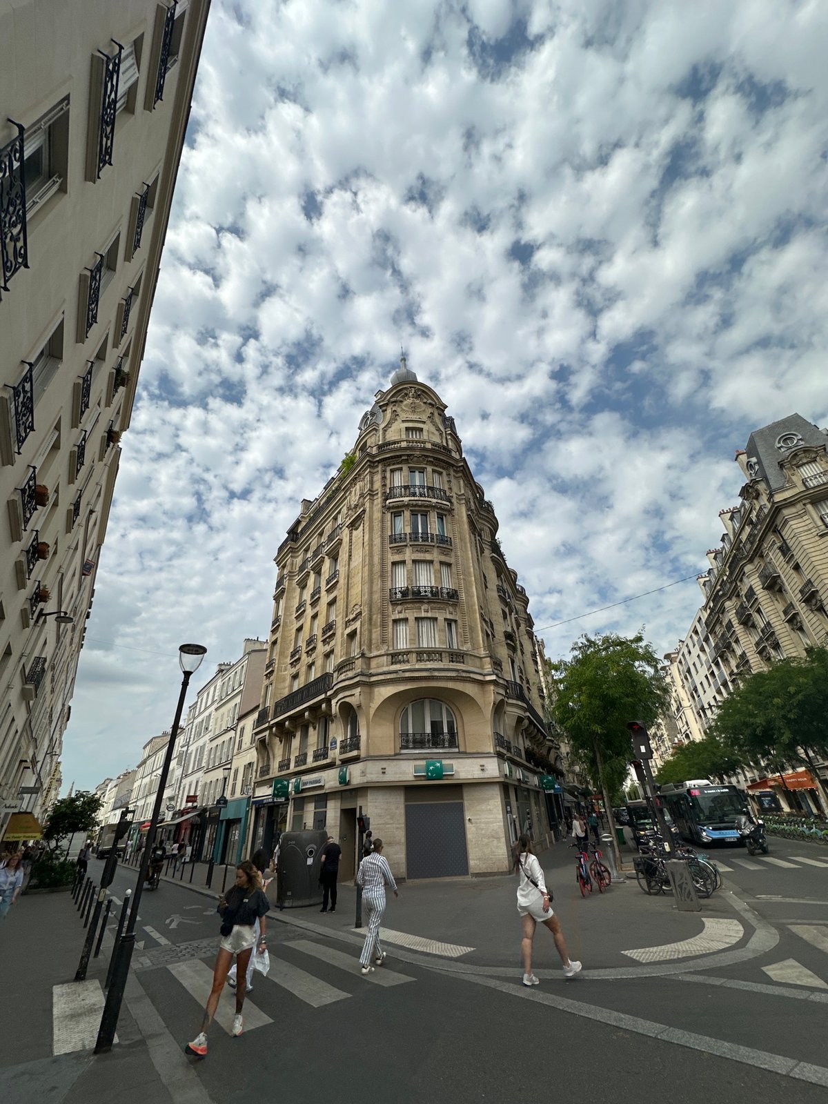 Paris streets and architecture on a grey June morning
