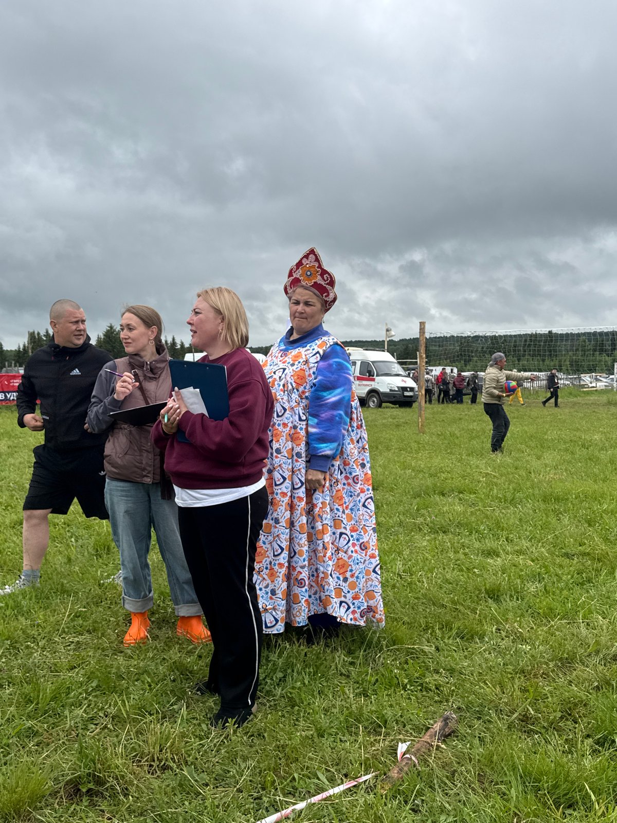 Community festival with traditional dress held in Russian village
