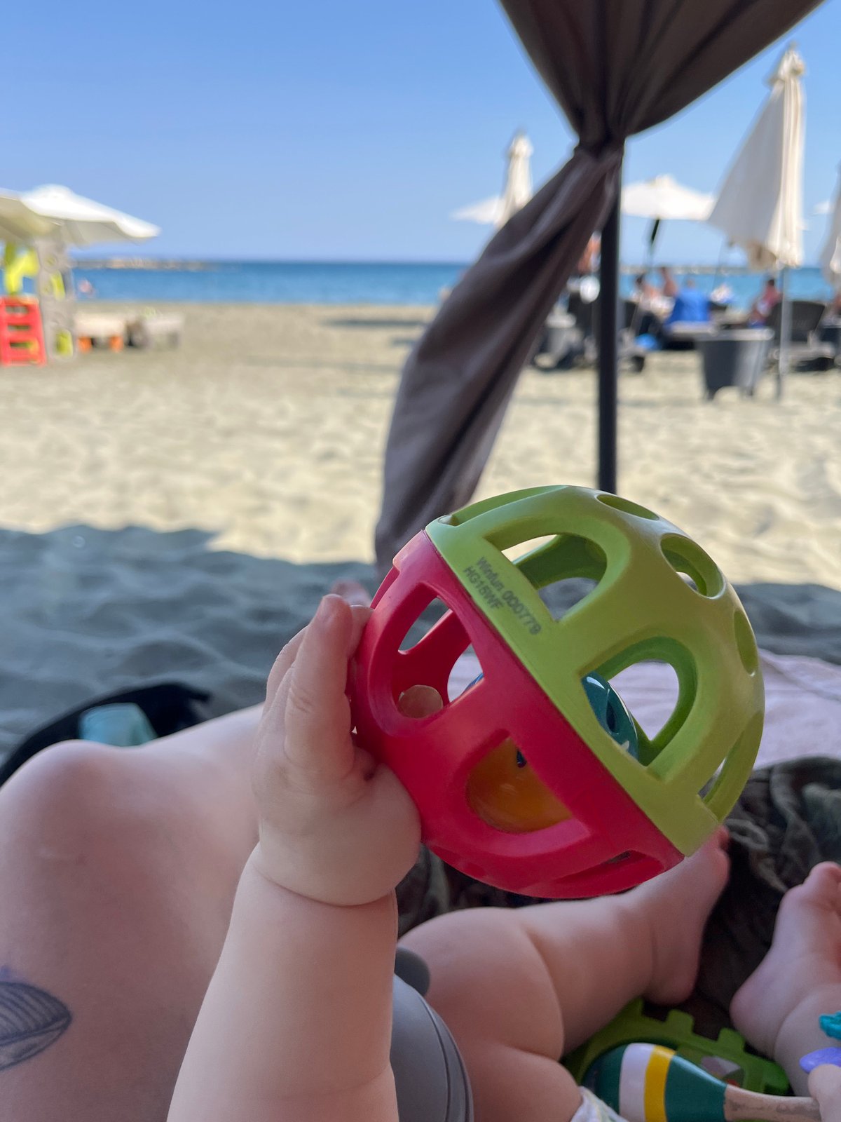 Lazy beach afternoon in Cyprus with baby and lounging