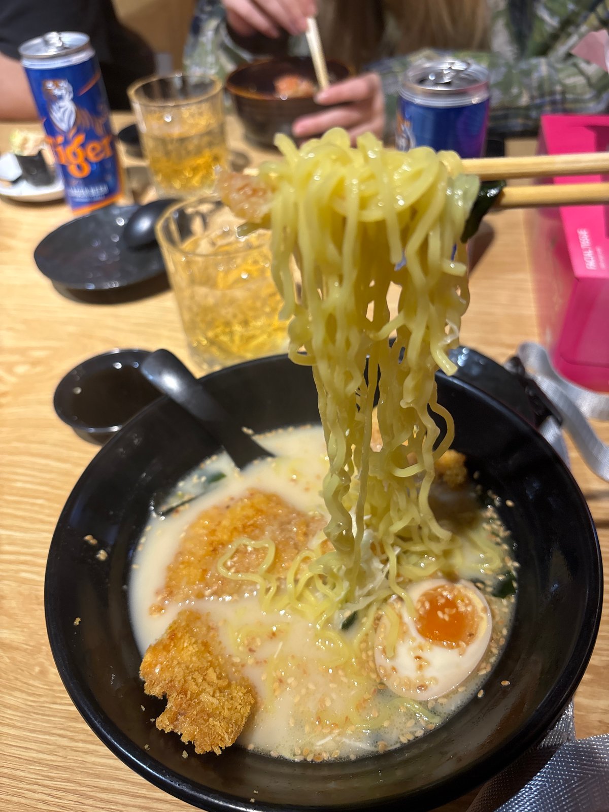 Japanese dining district bustling with ramen meals and lanterns