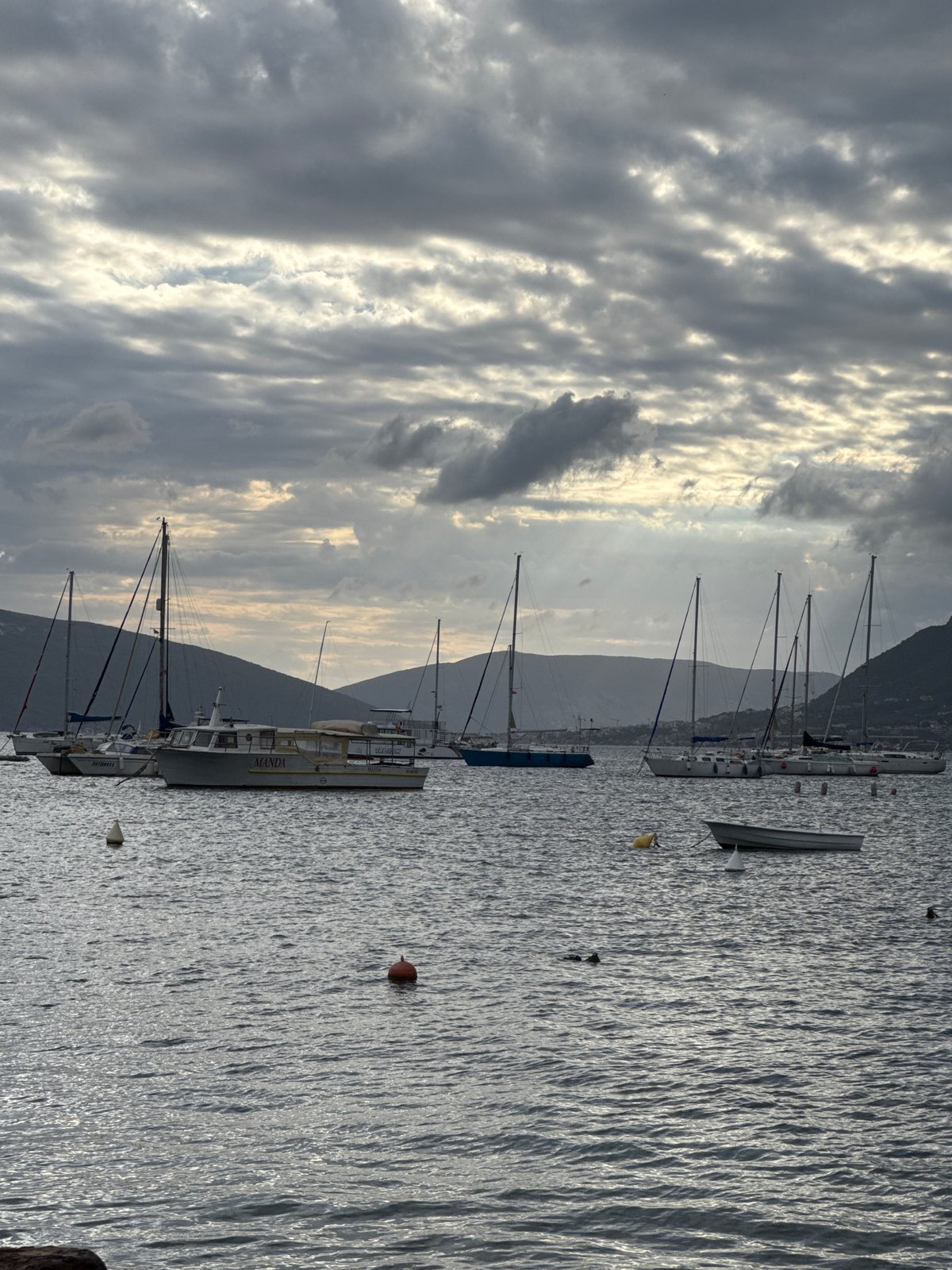 Overcast afternoon documented at Tivat Montenegro harbor and yacht club