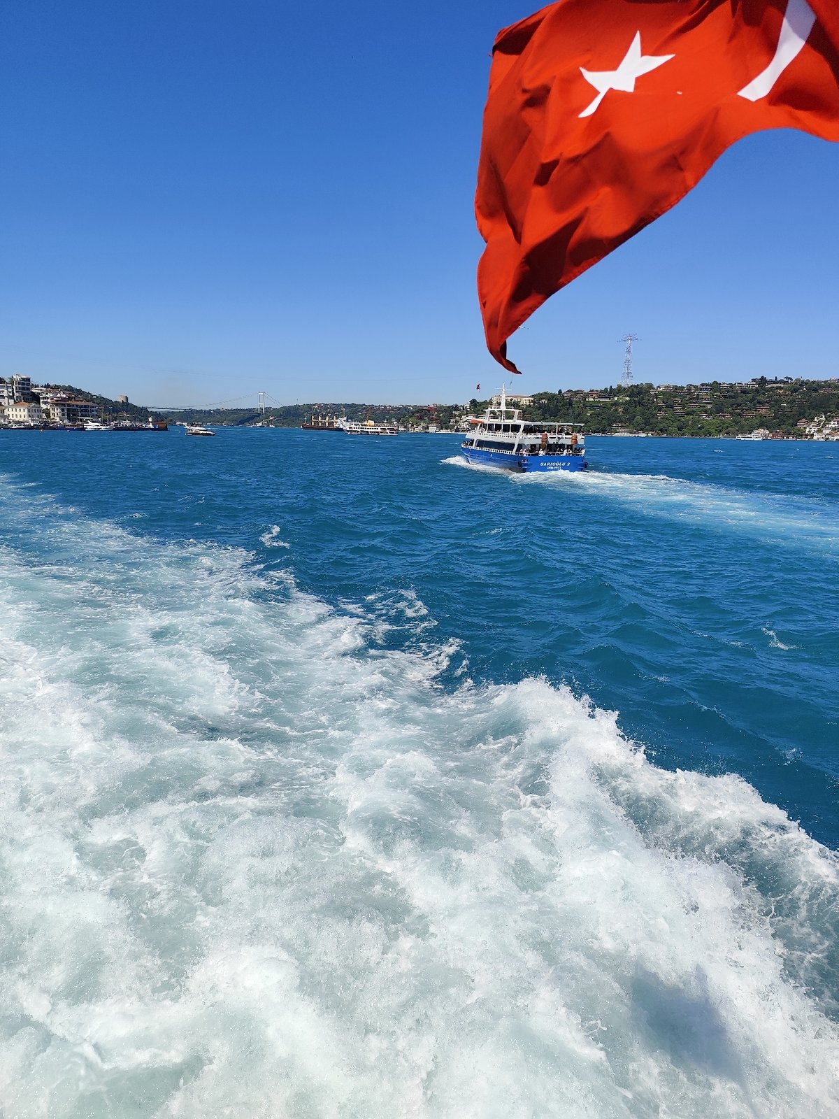 Boat journey documented on Bosphorus Strait near Beşiktaş