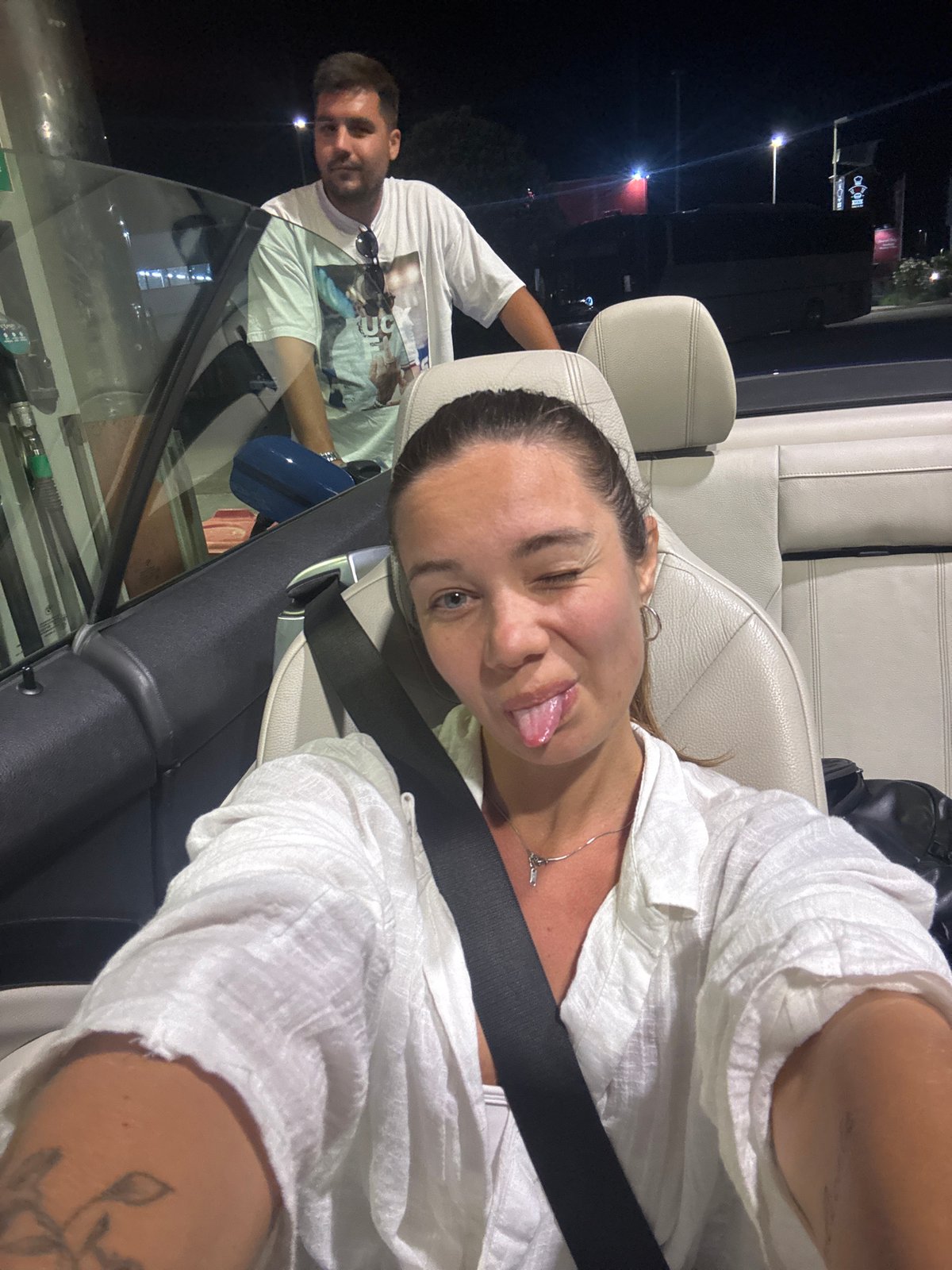 Late-night drive through Dub, Montenegro in a BMW convertible