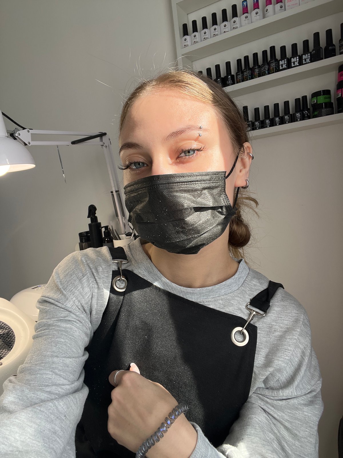 Woman visits beauty salon in Фоки, Russia