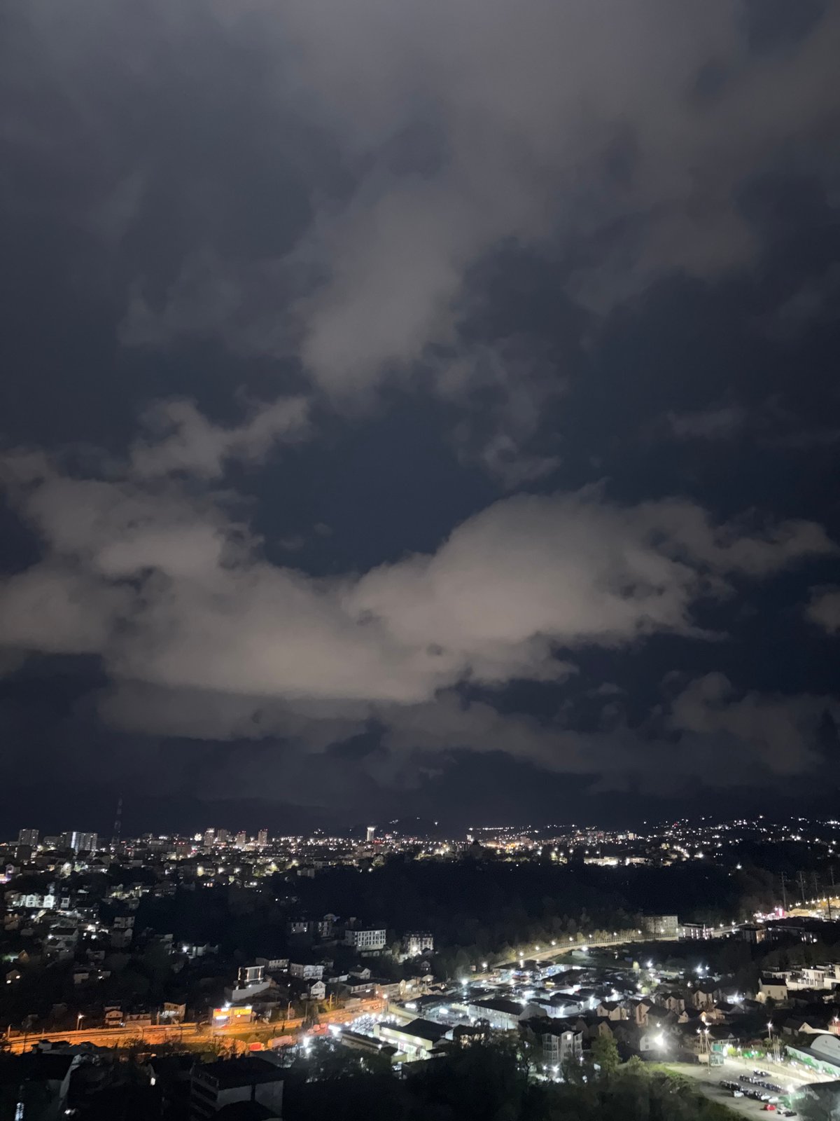 Nighttime coastline view captured in Sochi, Russia
