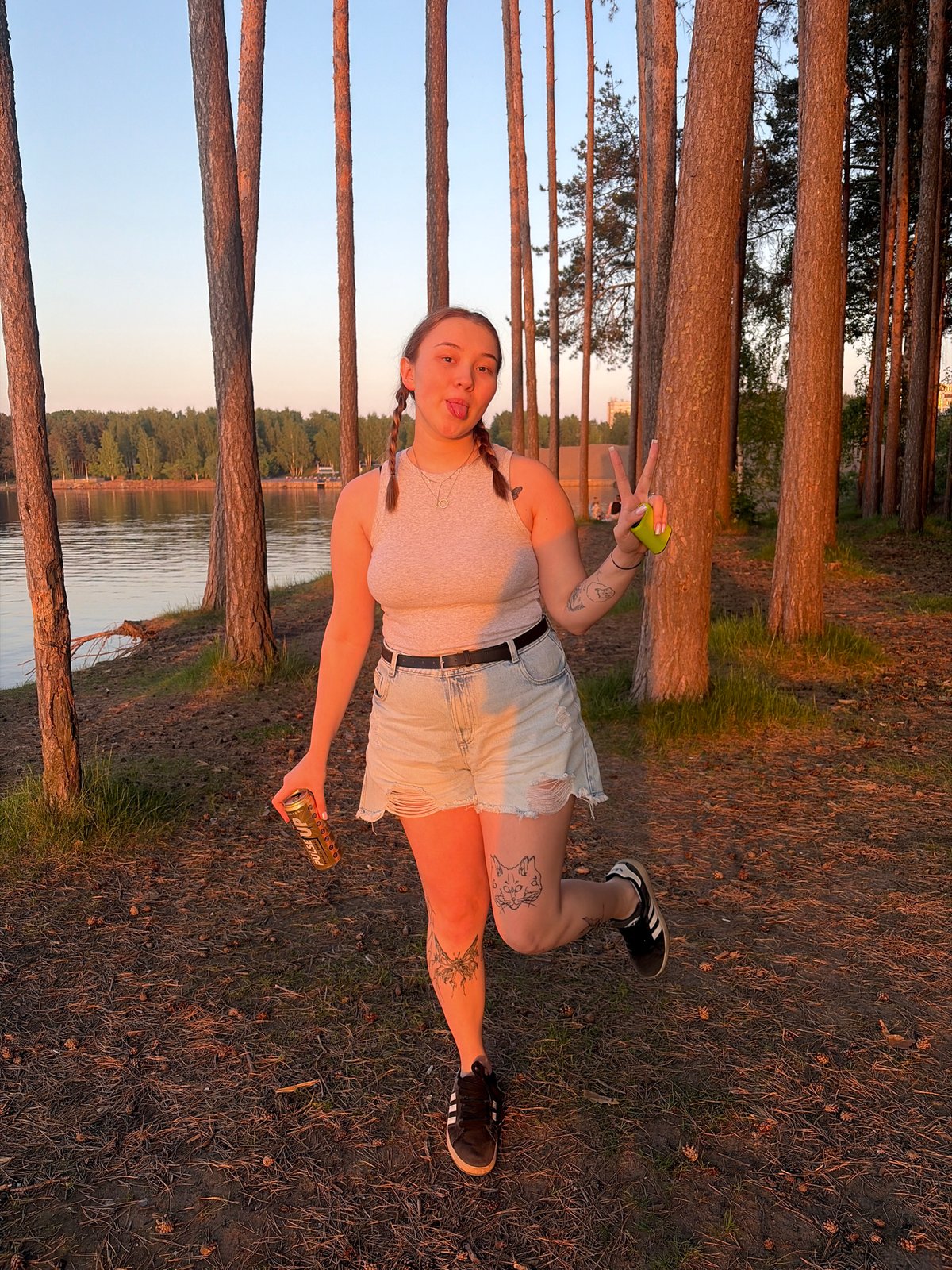 Casual afternoon gathering by pine forest near Chaikovsky, Russia