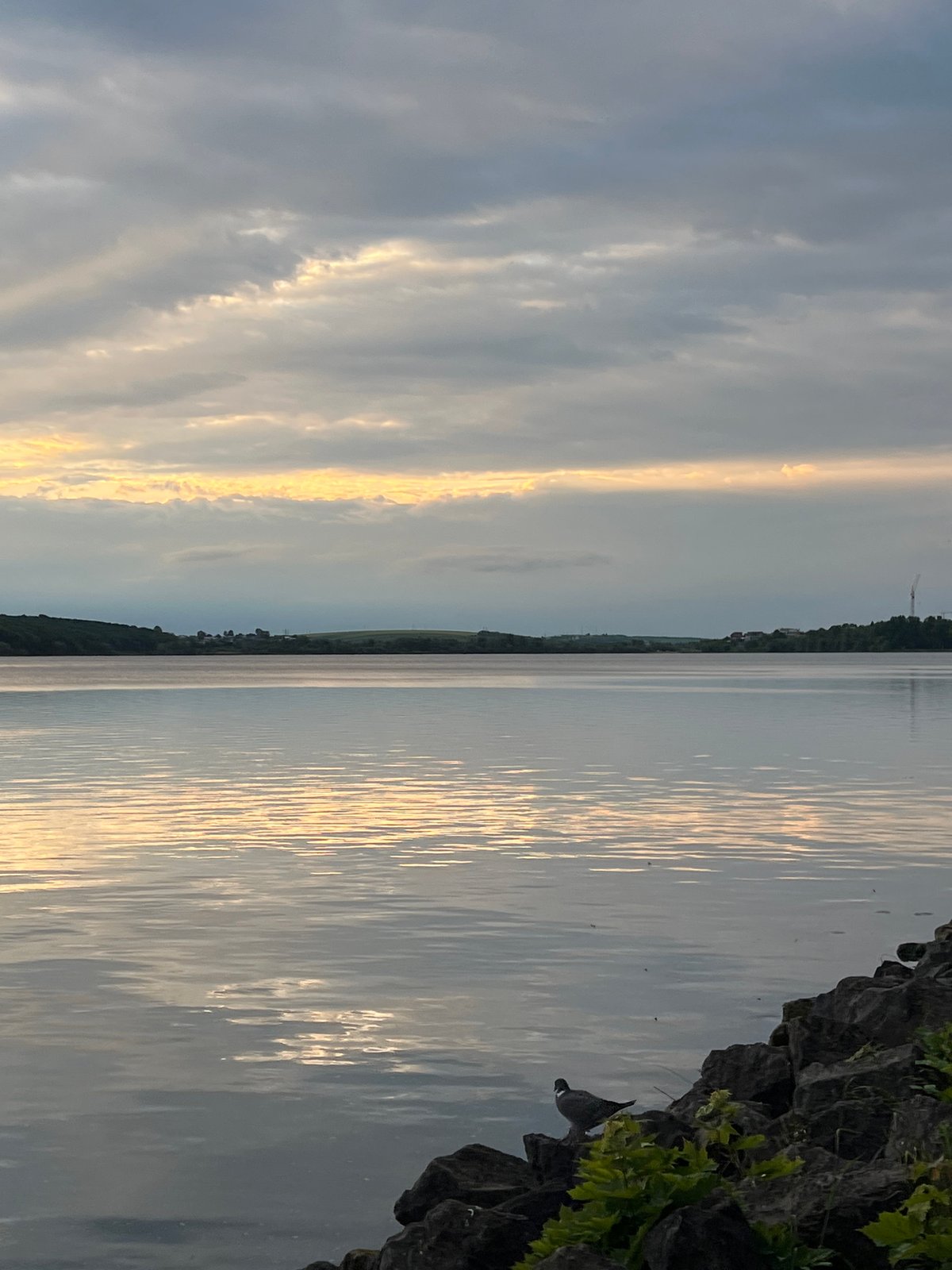 Quiet sunset evening captured at Ternopil Lake, Ukraine