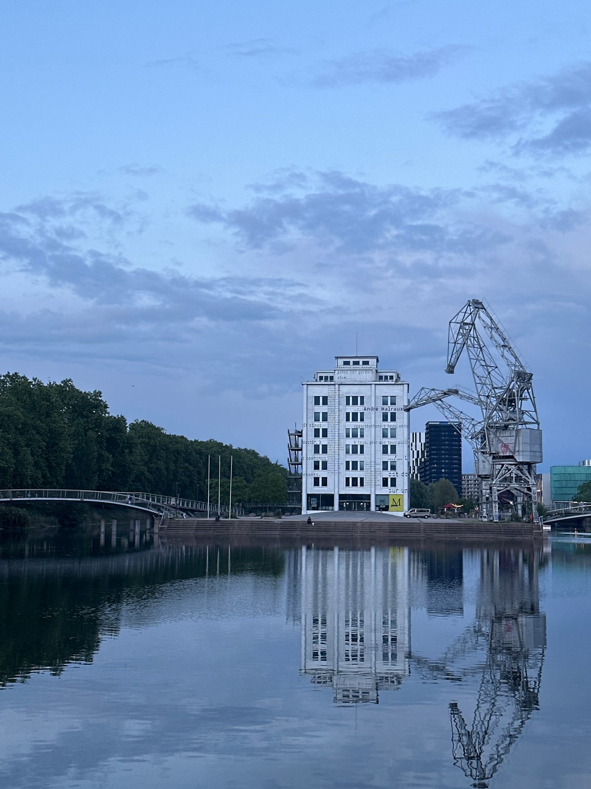 Evening scenes captured along Strasbourg waterways and cathedral district