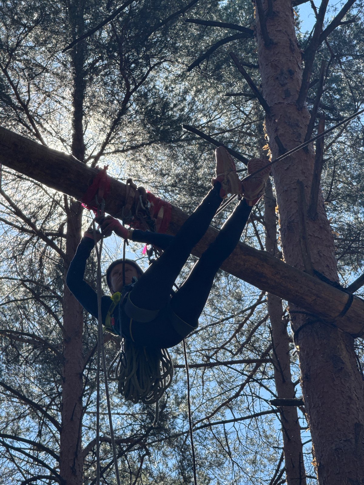 Young adventurers tackle ropes course in Chaikovsky forest park