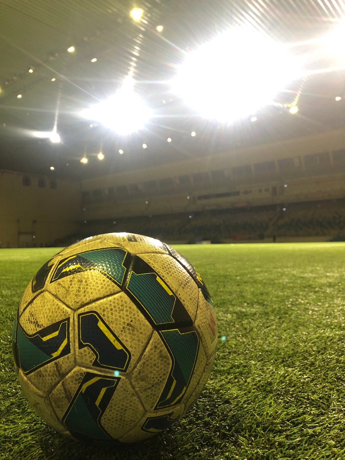 Soccer ball spotted on lit stadium field in Krasnoyarsk